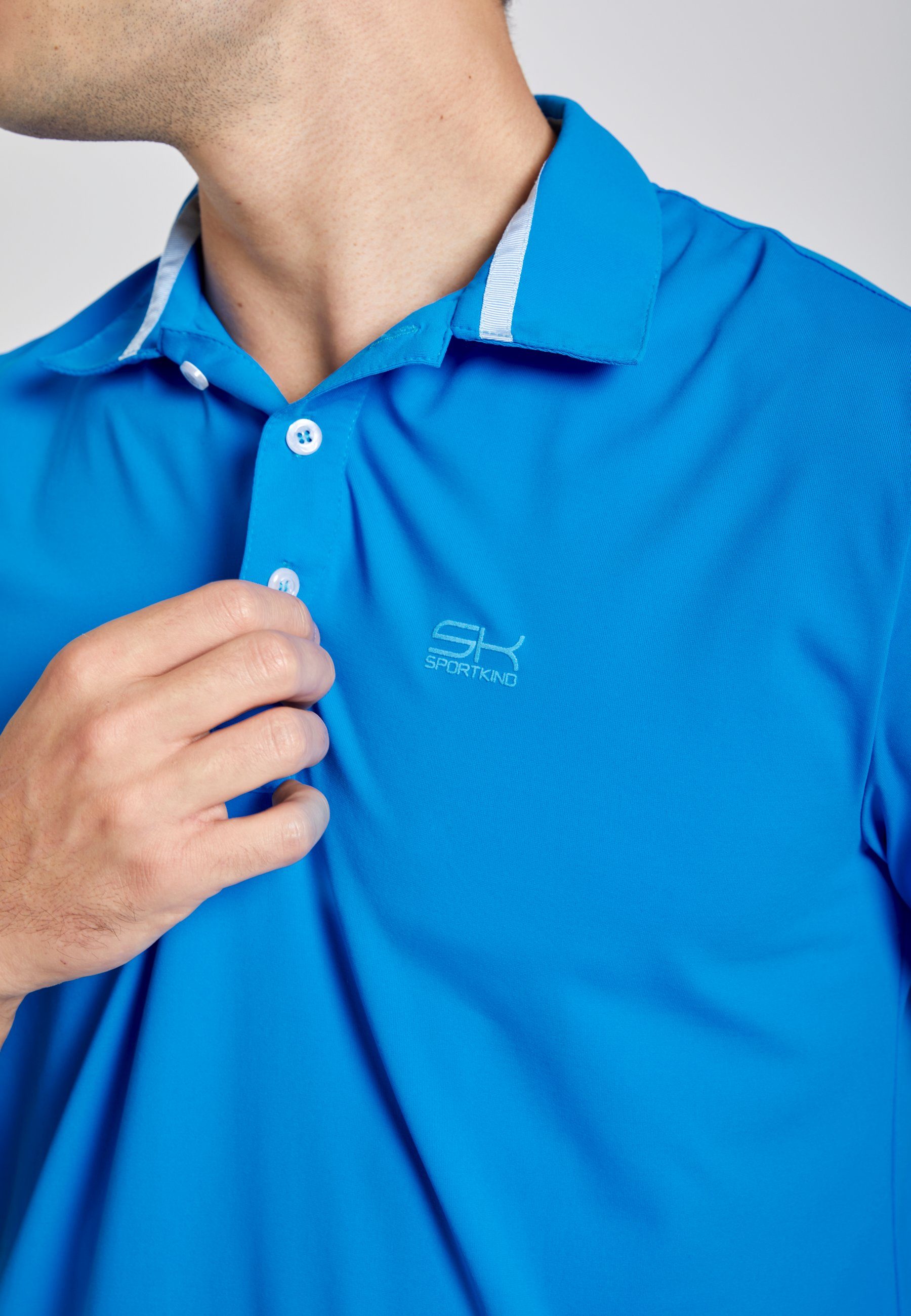 SPORTKIND Funktionsshirt Golf Polo & blau Shirt cyan Jungen Herren Kurzarm