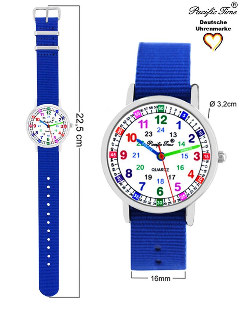 und Gratis Time Pacific Design Match Quarzuhr Lernuhr Mix - royalblau Kinder Armbanduhr Wechselarmband, Versand