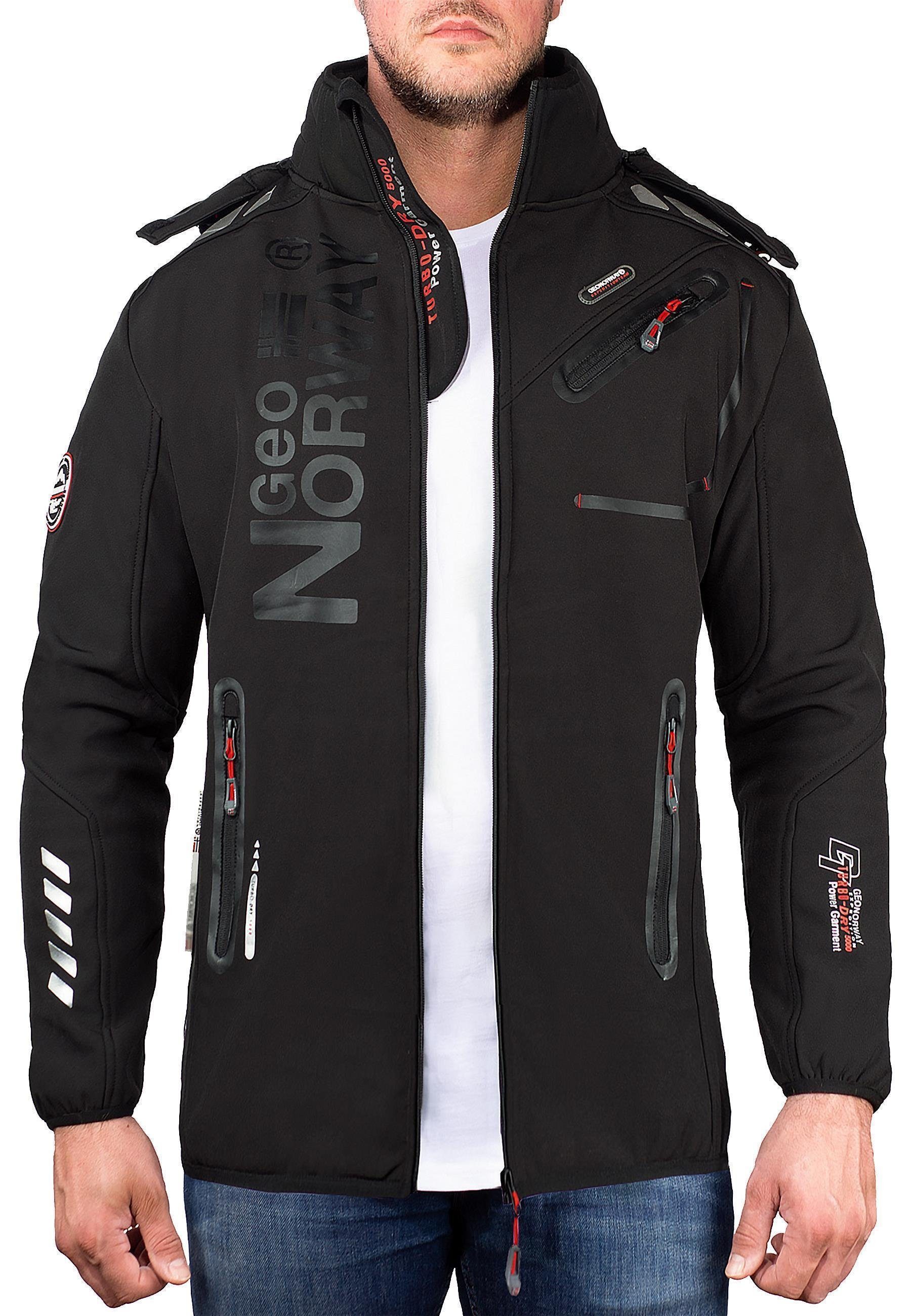 baroyaute Kapuze Outdoor abnehmbarer (1-St) Jacke Norway mit schwarz Herren Softshelljacke Geo