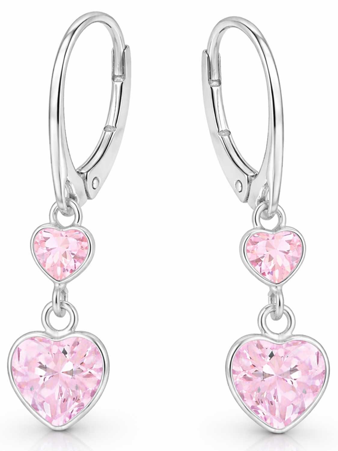 Paar Ohrhänger Zirkonia Herz Herzchen Brisur Ohrringe aus 925 Sterling Silber