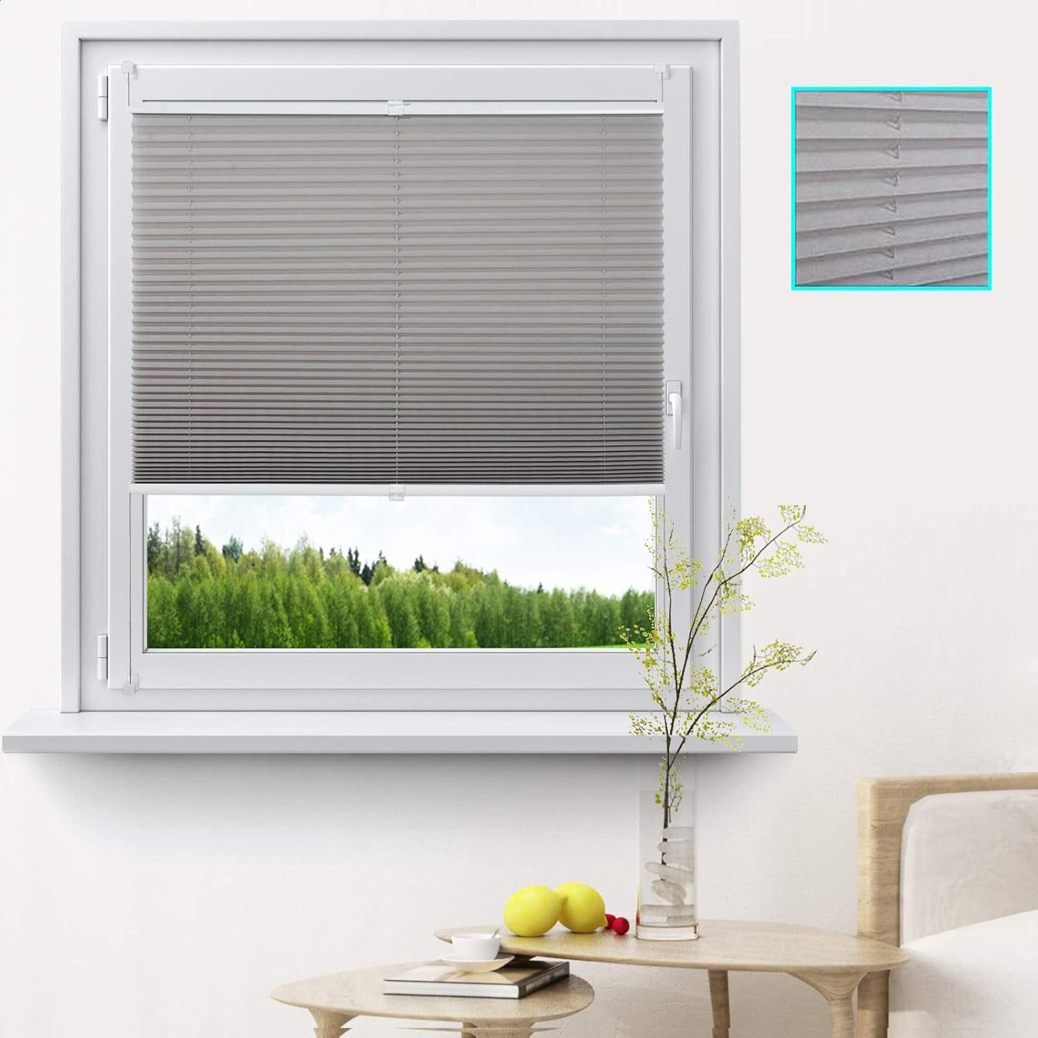 Woltu Plissee, Lichtschutz, Klemmfix Milchglas Muster, Jalousie Faltrollo günstig online kaufen