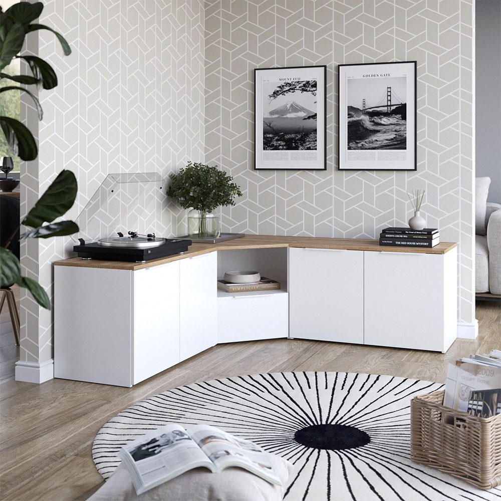 Vicco Wohnwand Wido, Weiß/Sonoma, 3 Teile günstig online kaufen