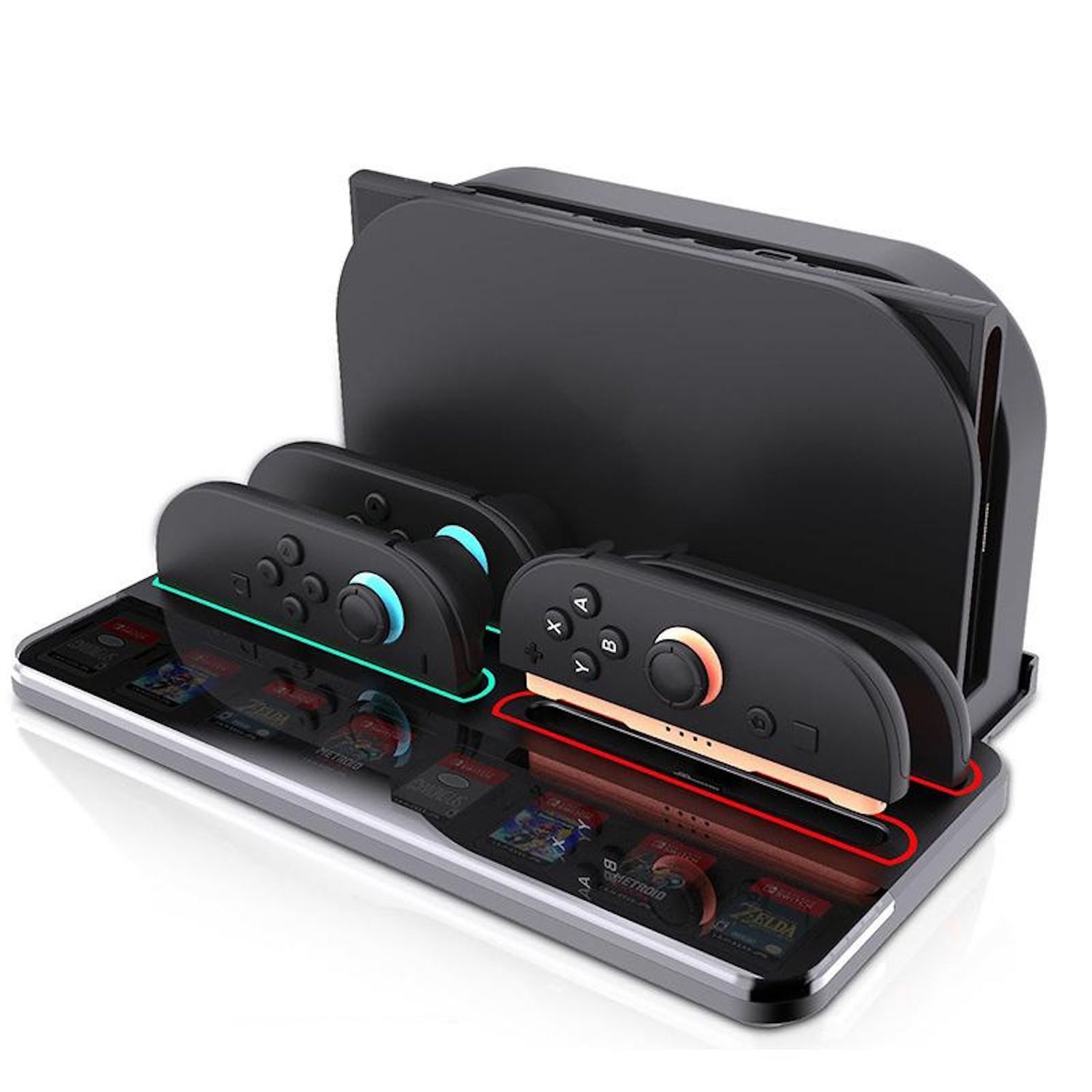Wigento Für Nintendo Switch 2 Controller Ladestation Ständer 8 Spiele Slots Stromadapter