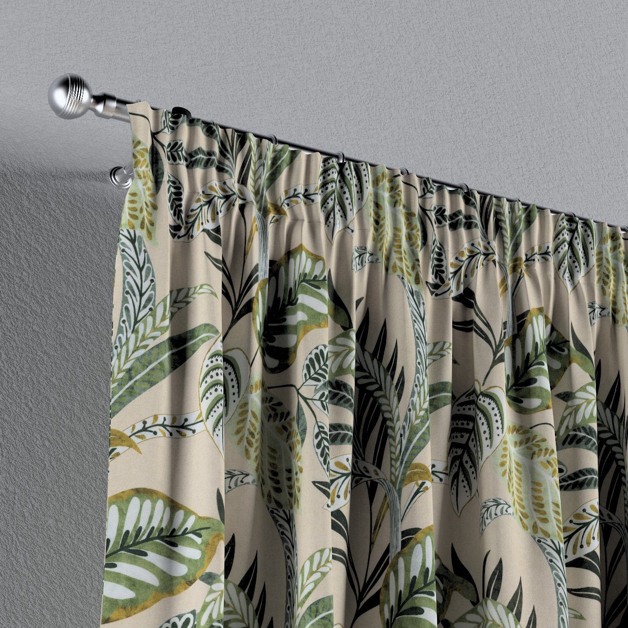 mit x beige Island, Tropical Vorhang 130 Dekoria olivgrün, 100 Vorhang cm, Kräuselband