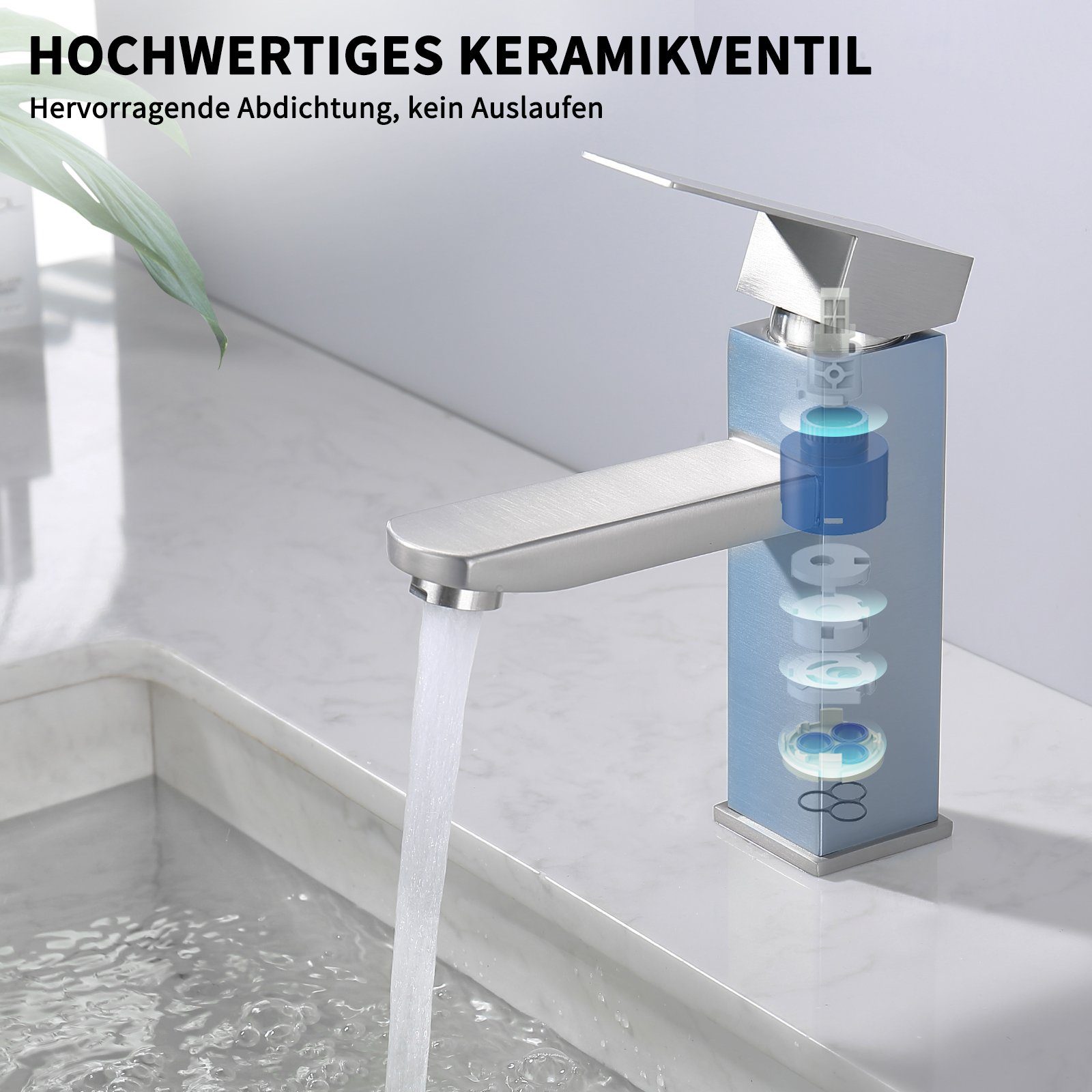 HOMELODY Waschtischarmatur waschbecken Wasserhahn Bad Badarmatur Armatur Mischbatterie (Badezimmer armaturen, Waschbeckenhahn) waschtischarmatur für aufsatzbeck – Bild 4 von 5