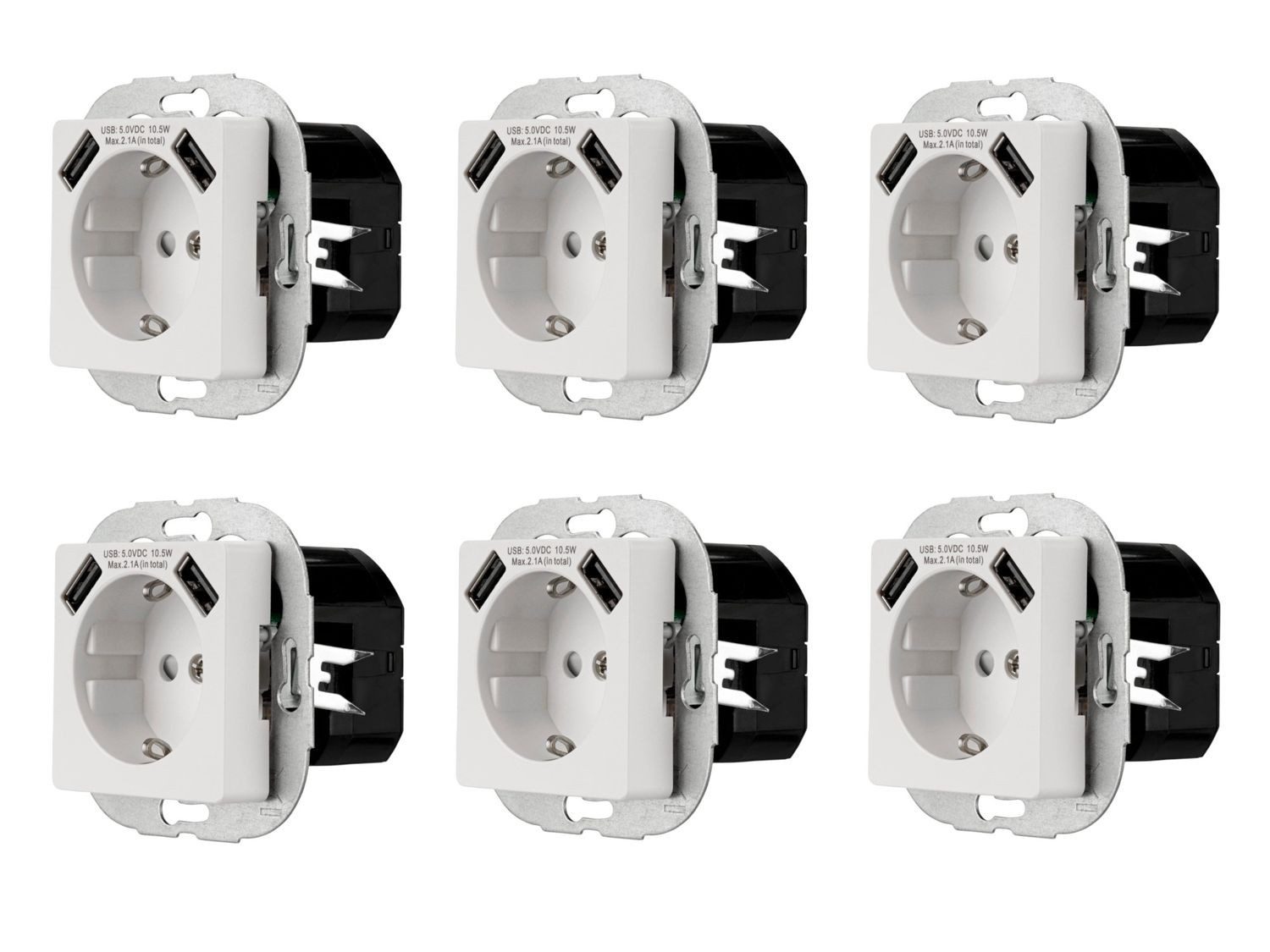BURI Steckdose 6x REV Ritter Schuko Steckdosen 2x USB Kindersicherung, Steckdose weiß
