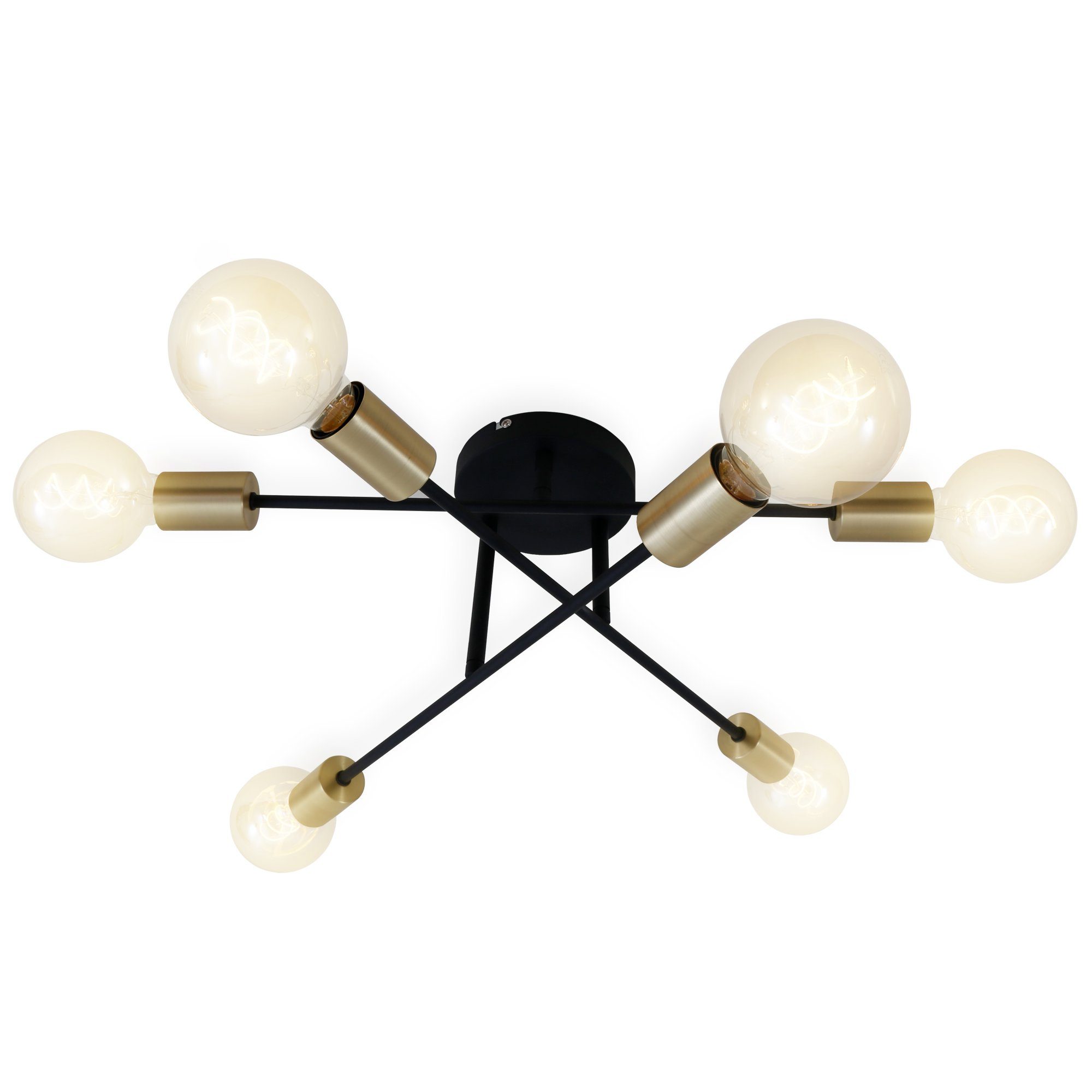 BRILONER LEUCHTEN Deckenspots 3868-065 Retro, ohne Leuchtmittel, Warmweiß, Deckenlampe, 55,5x19,5cm, Schwarz, max.60W, Wohnzimmer, Schlafzimmer mehr