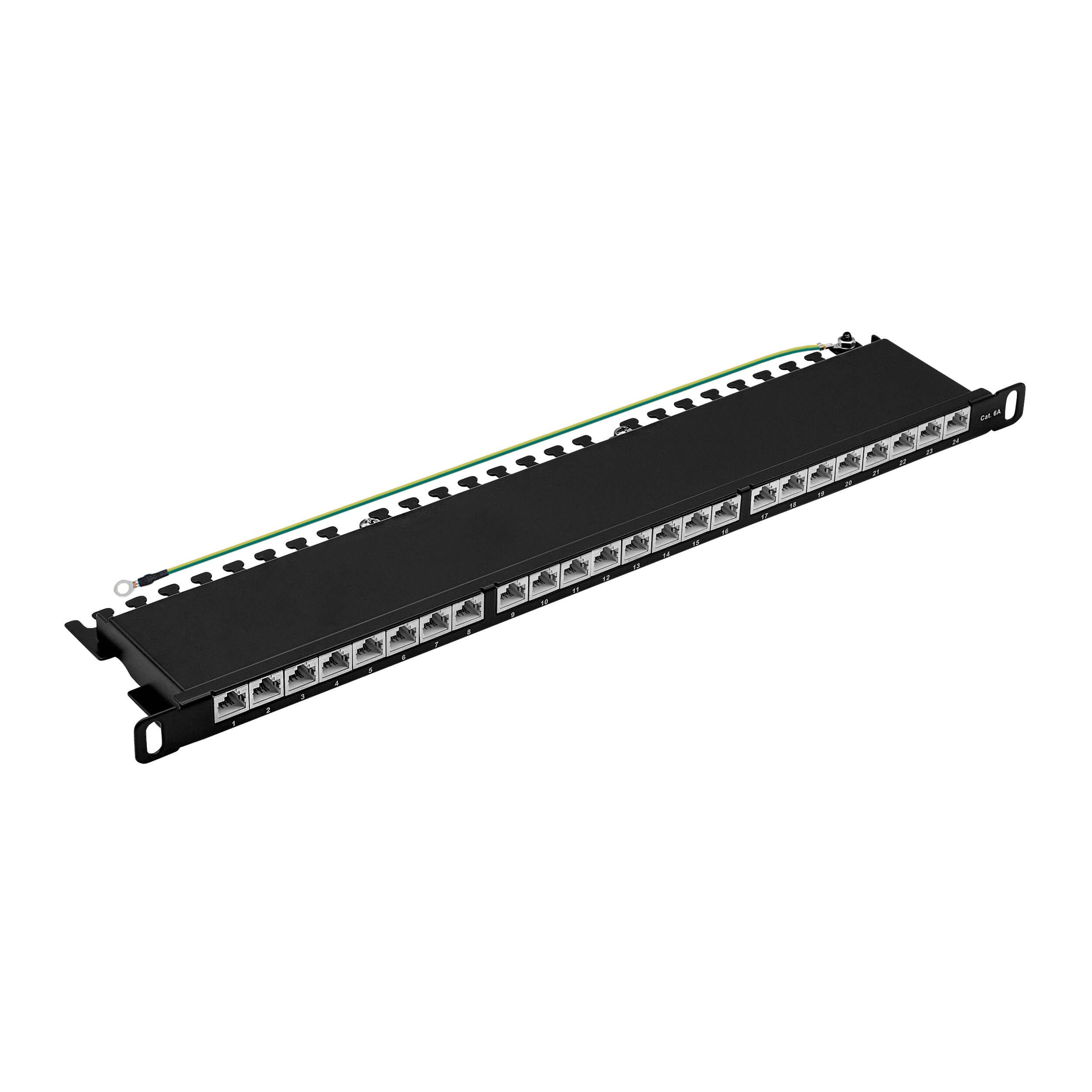 ProfiPatch Patchpanel Verteilerfeld Cat. 6A 19 Zoll Rackeinbau Netzwerk-Patch-Panel (24 Ports, 0.5 HE)