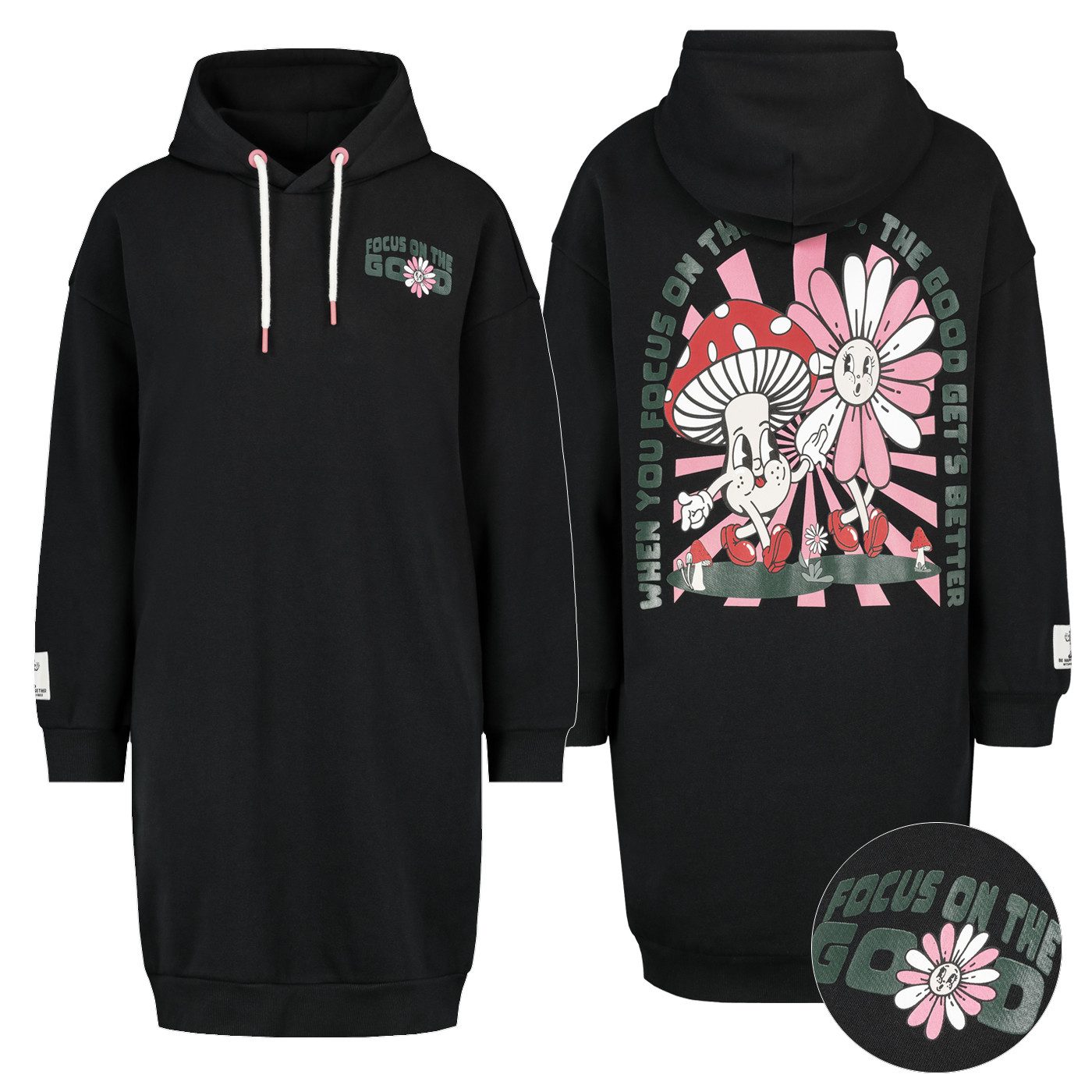 SUBLEVEL Hoodie Sublevel Sweatkleid Kapuzenpullover Oversize Lange Kapuzenpullover