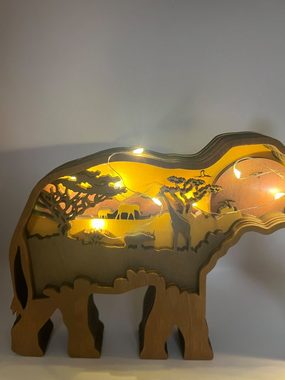 Stelby Dekofigur Tischdekoration Elefant Holzmodell mit Led Lichtern