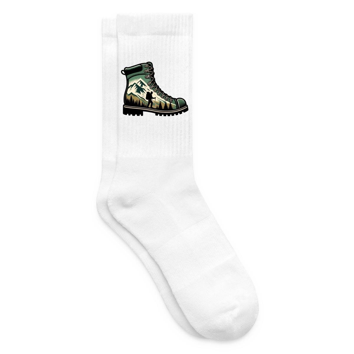 Spreadshirt Socken Wandermotiv, Motiv Wanderschuh Tennissocken (1-Paar)