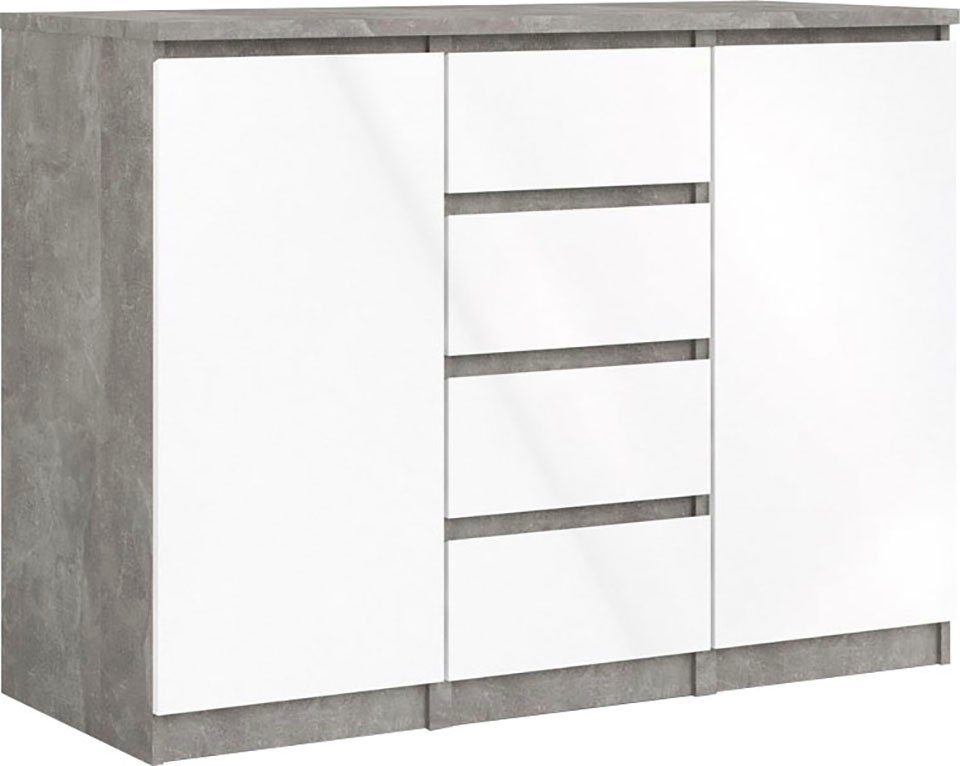 Home affaire Kommode Naia, Sideboard, 4 Schubladen, 2 Türen, Aufbewahrung, grifflose Front, Mit Einlegeböden, modern, skandinavisches Design, in mehrere Farben