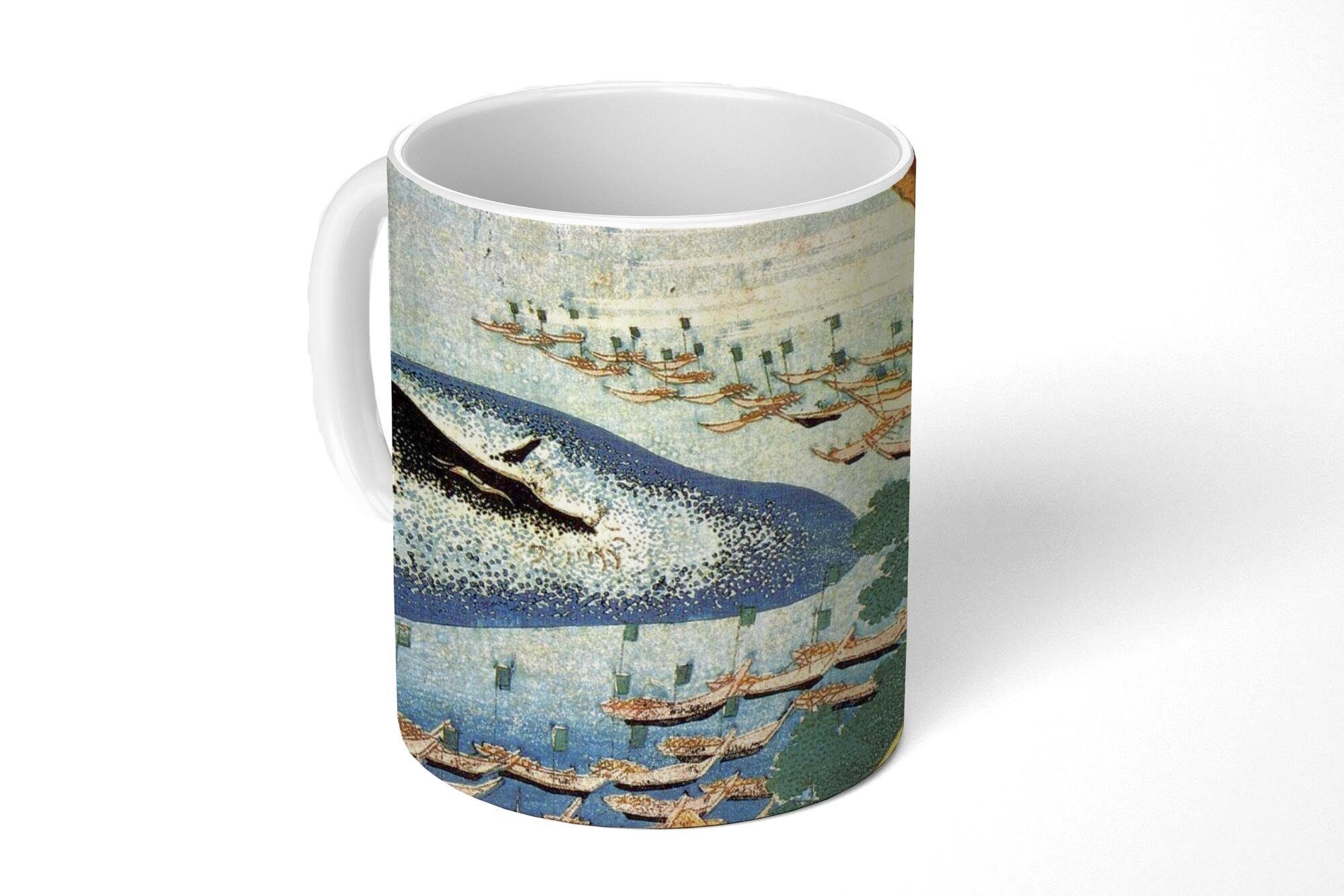 MuchoWow Tasse Ein Wal bei Goto - Gemälde von Katsushika Hokusai, Keramik, Kaffeetassen, Teetasse, Becher, Teetasse, Geschenk