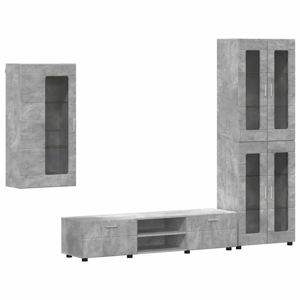 vidaXL Wohnzimmer-Set TV-Schrankset FLORIN 3 stk. Betongrau Holzwerkstoff, (3-St)