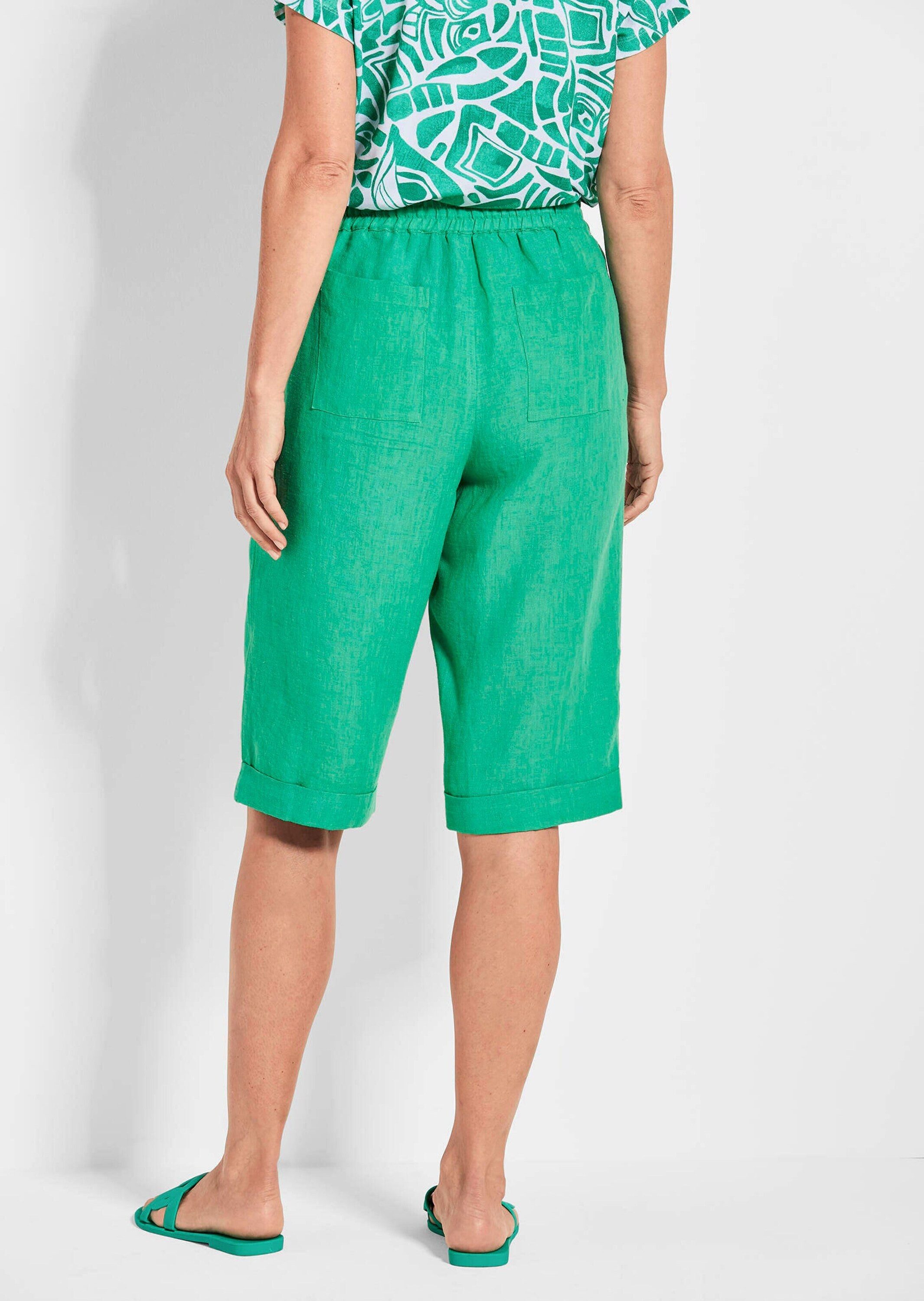 GOLDNER Schlupfhose Sportliche CARLA Midihose Luftige Bermuda mit Schlupfbund, Taschen, sommerlich, Leinen, Uni