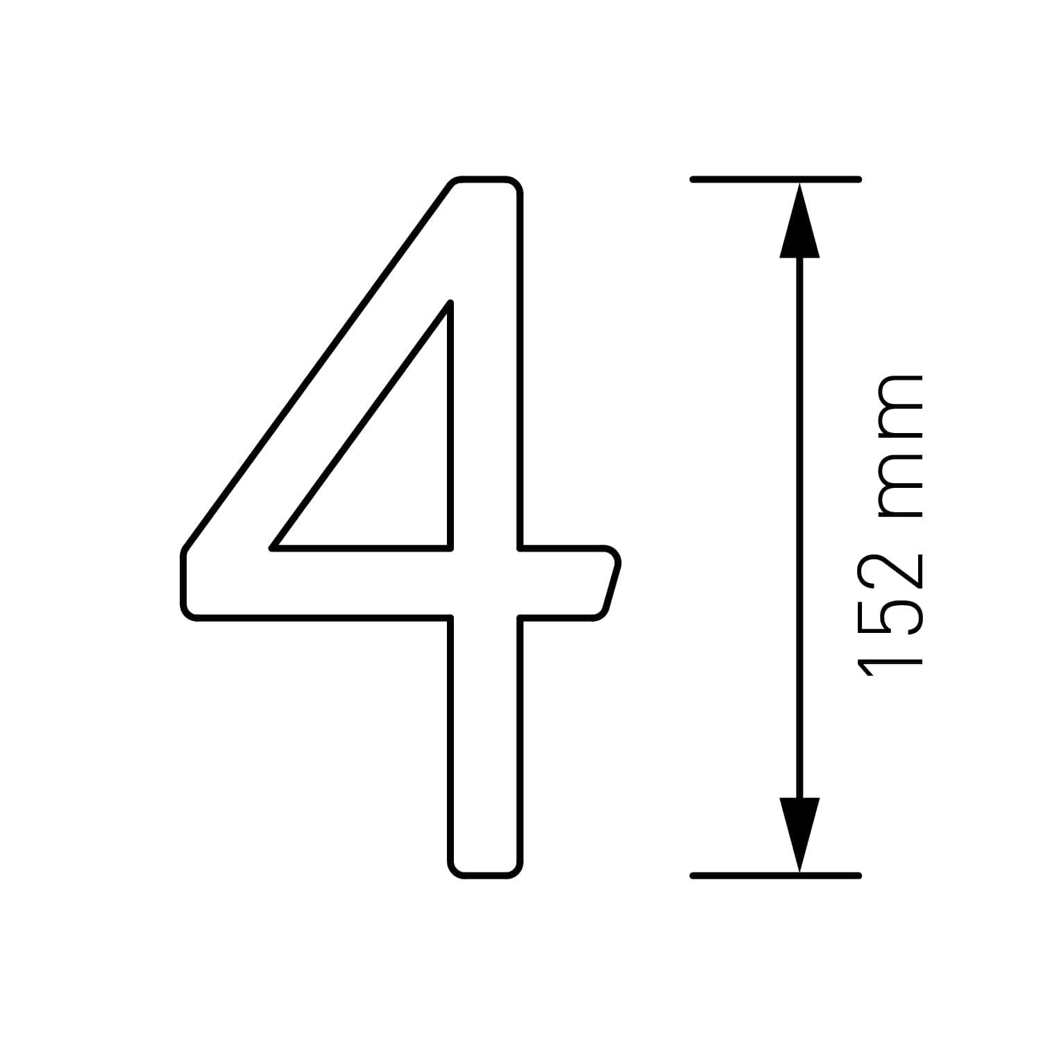 Bravios Briefkasten Selbstklebende Hausnummer "4" - 152 mm in Anthrazit