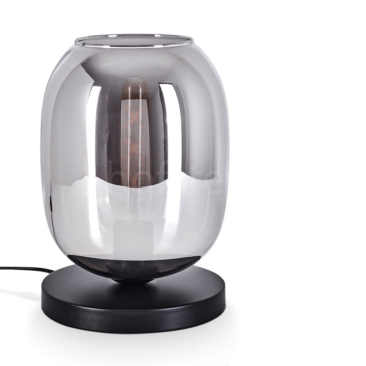 hofstein Tischleuchte Tischlampe aus Metall/Glas in Schwarz/Rauchfarben, oh günstig online kaufen