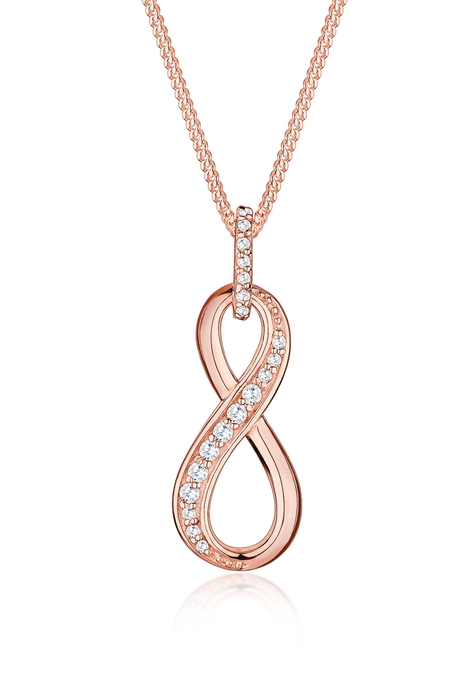 Elli Kette mit Anhänger Infinity Love Symbol Zirkonia 925 Silber, Infinity Rosegold