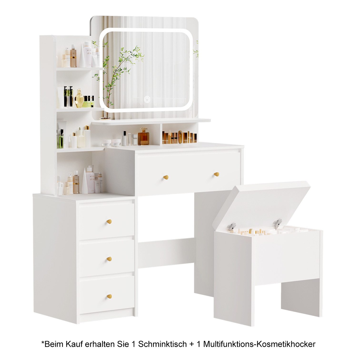 Lexzurn Schminktisch Schminktisch mit LED-Beleuchtung, Kosmetiktisch mit Sp günstig online kaufen
