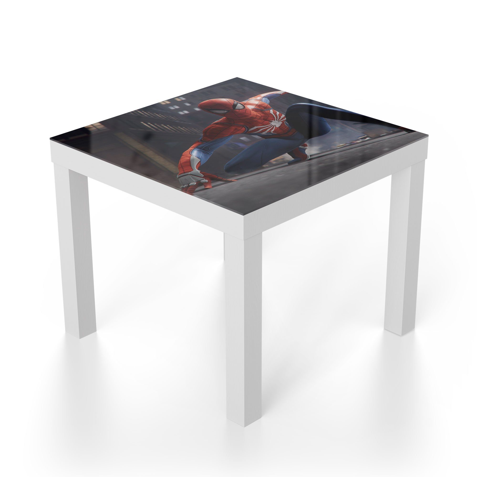 DEQORI Beistelltisch Couchtisch Glastisch modern Weiß Glas Superheld', 'Spider-Man