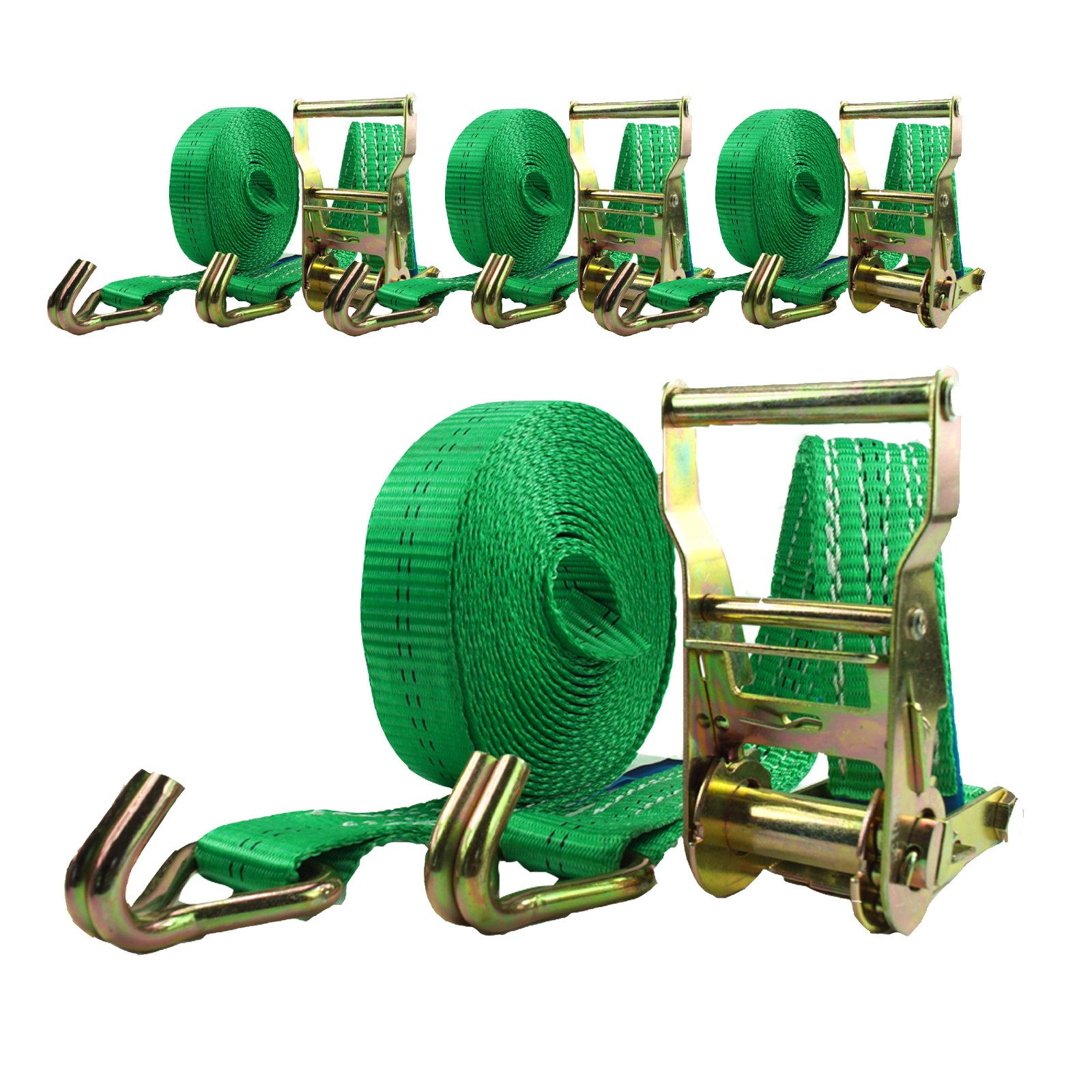 TRUTZHOLM Spanngurt Profi Ratschen Zurrgurt Ремни для крепления 2-tlg 6m 2t 2to 2000 kg TÜV/GS GRÜN (Spar-Set, 4er Set)