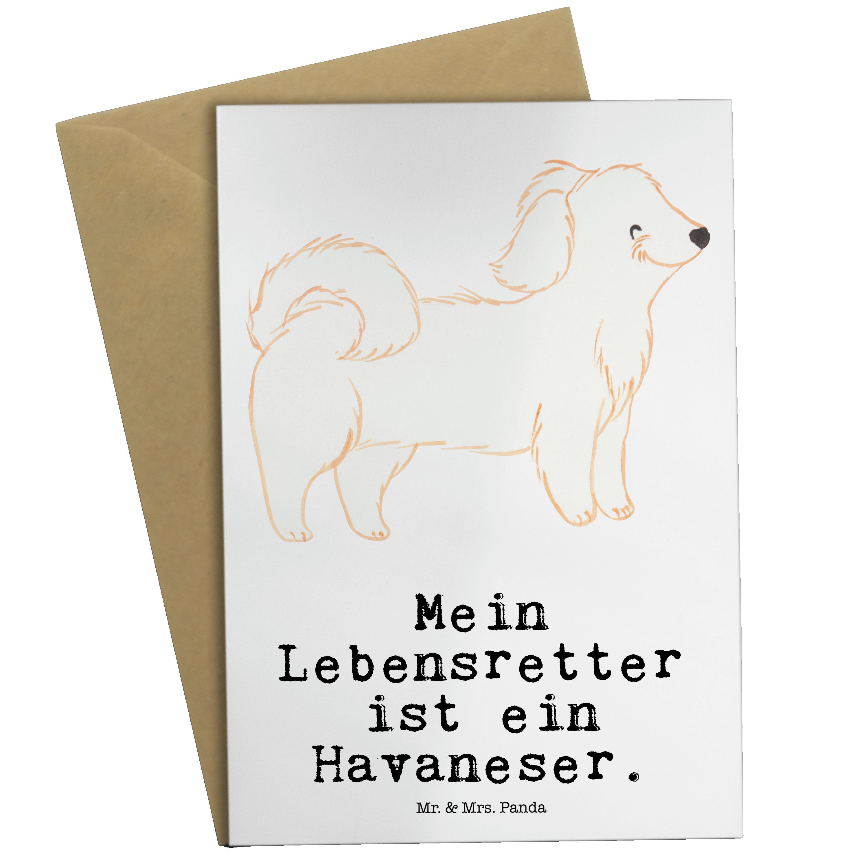 Geschenk, Grußkarte Havaneser - Lebensretter Weiß Mrs. & - Hundebesitzer, Hochzeitskar Panda Mr.