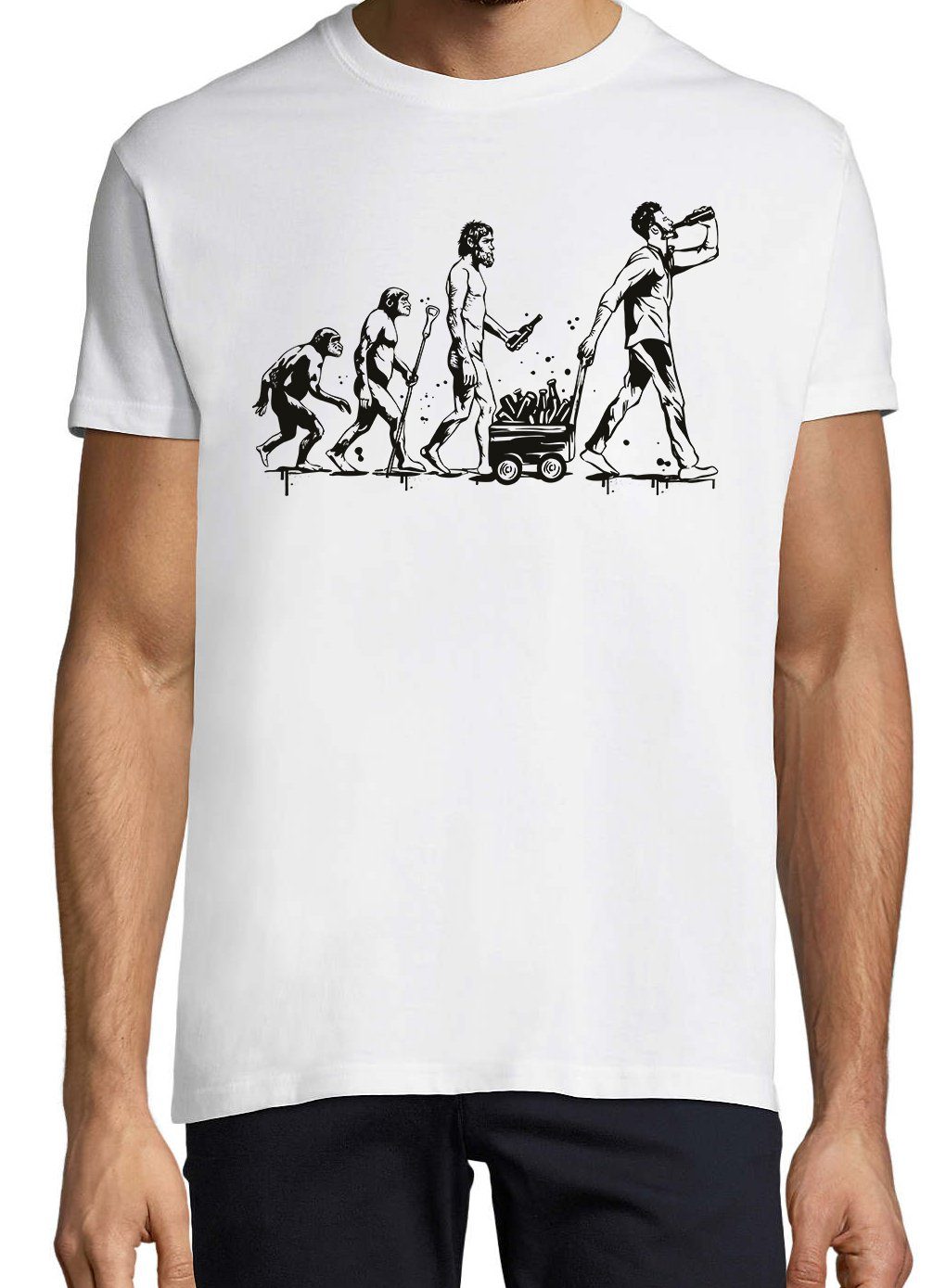 Youth Designz T-Shirt EvolutionBier Herren Weiß lustigem mit Print T-Shirt