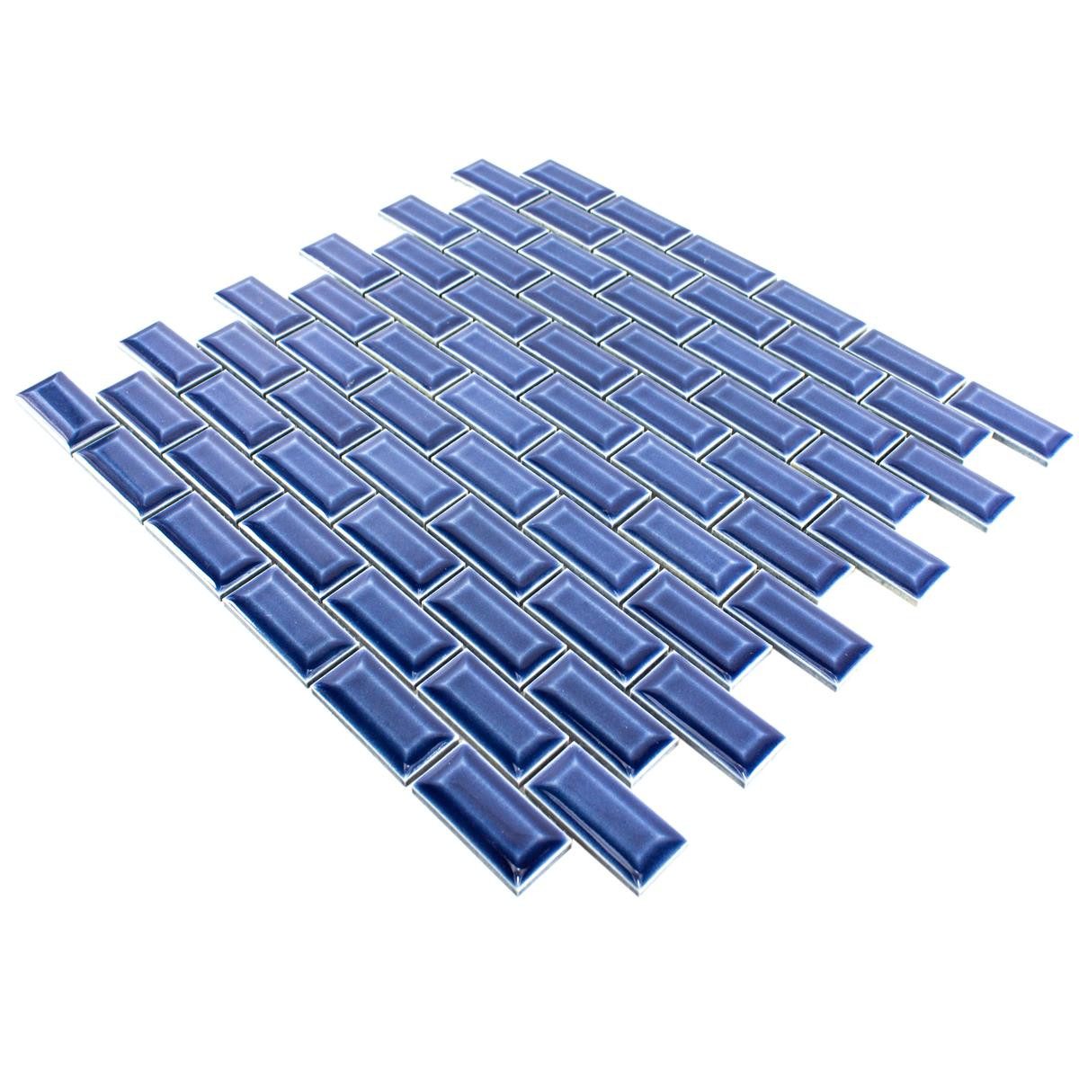 Mosafil Mosaikfliesen Keramikmosaik Fliesen Organica Metro, Keramik 30.000x30.000, blau, Verlegefertig auf ein Netz geklebt - Frostsicher - Wasserfest