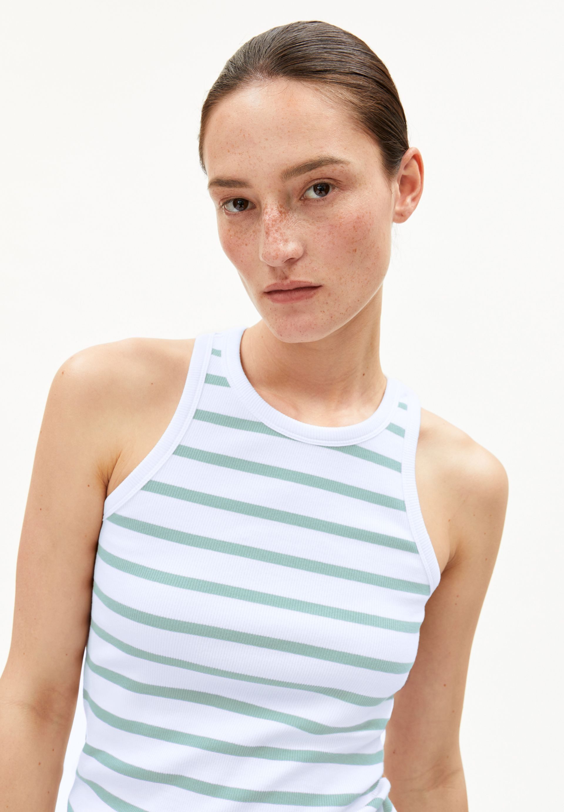 Armedangels Shirttop KANITAA STRIPES Ripp-Top aus Bio-Baumwoll Mix (Fitted) Rundhalsausschnitt