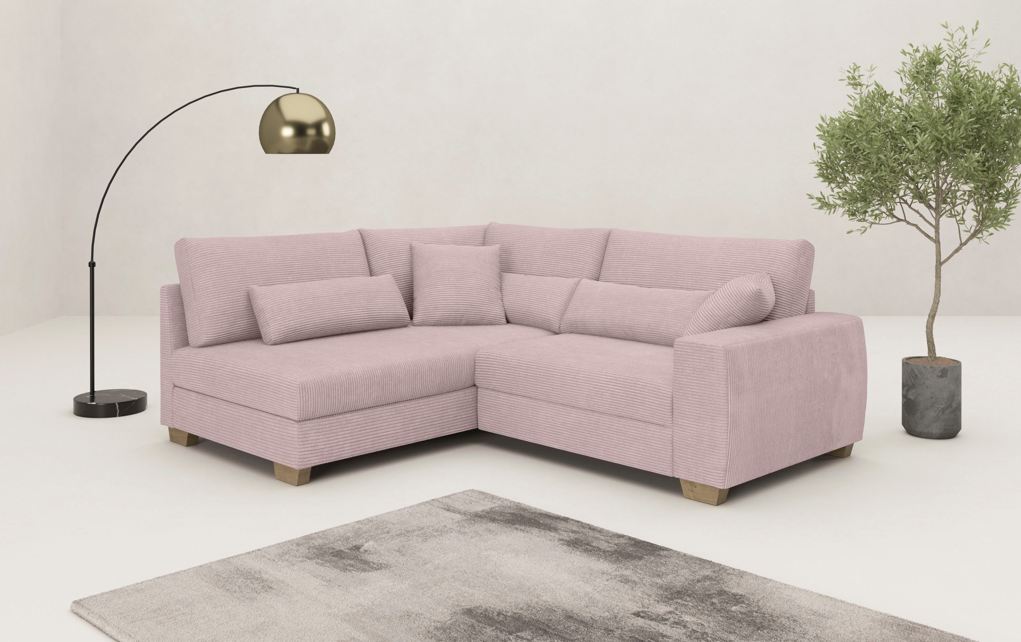 Mr. Couch Ecksofa "Helena L-Form", Mit Federkern, wahlweise mit Bettfunktio günstig online kaufen