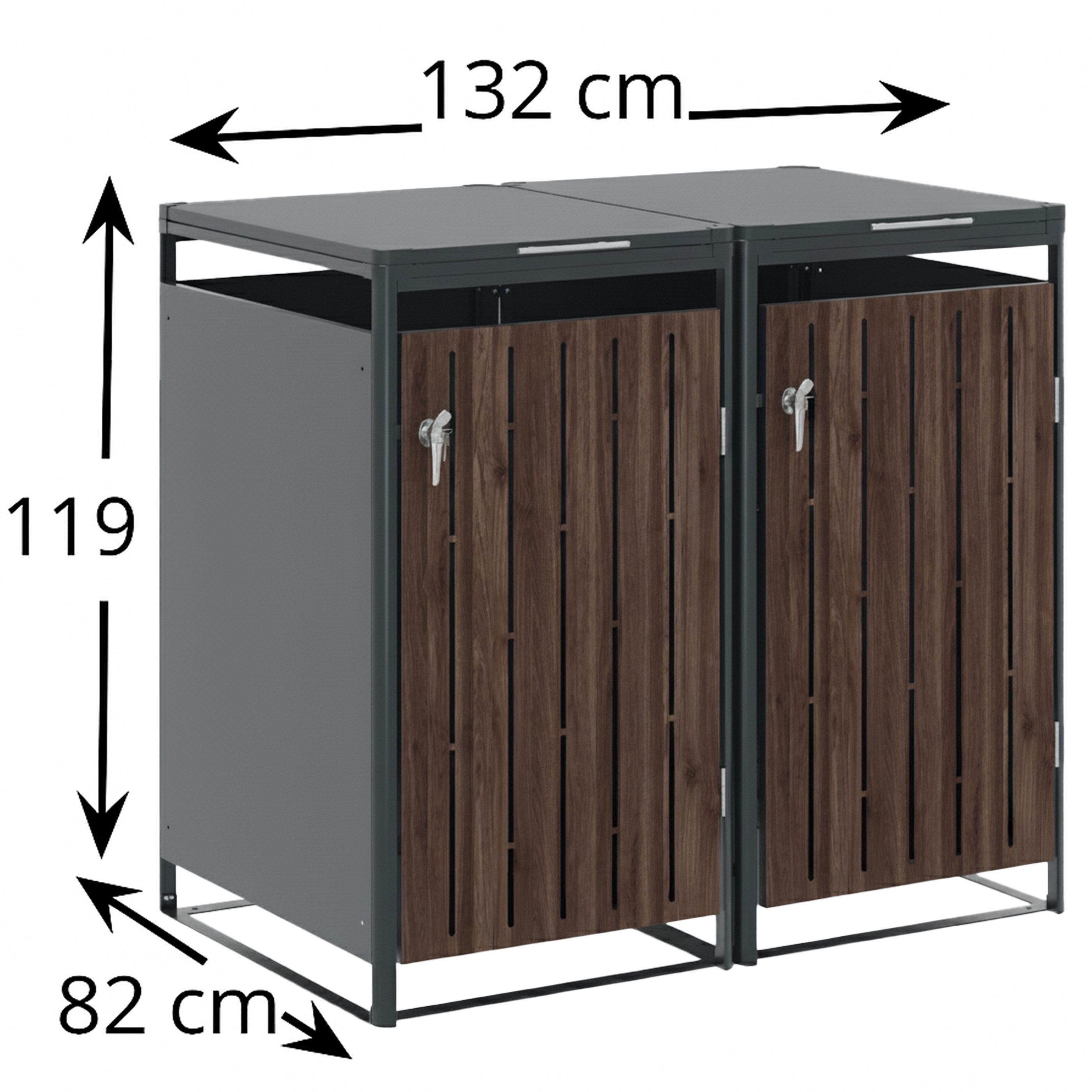 Endorphin Mülltonnenbox Design Mülltonnenbox, 2er, 240 l, in anthrazit mit Holzdekor, aus verz