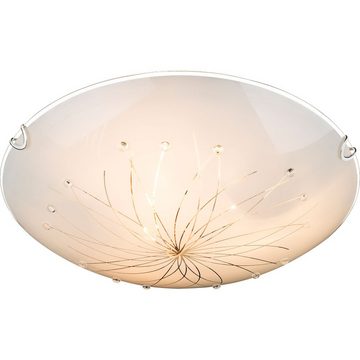 etc-shop Deckenstrahler, Leuchtmittel nicht inklusive, Deckenlampe Schlafzimmerleuchte Glas Kristalle weiß modern D 40 cm