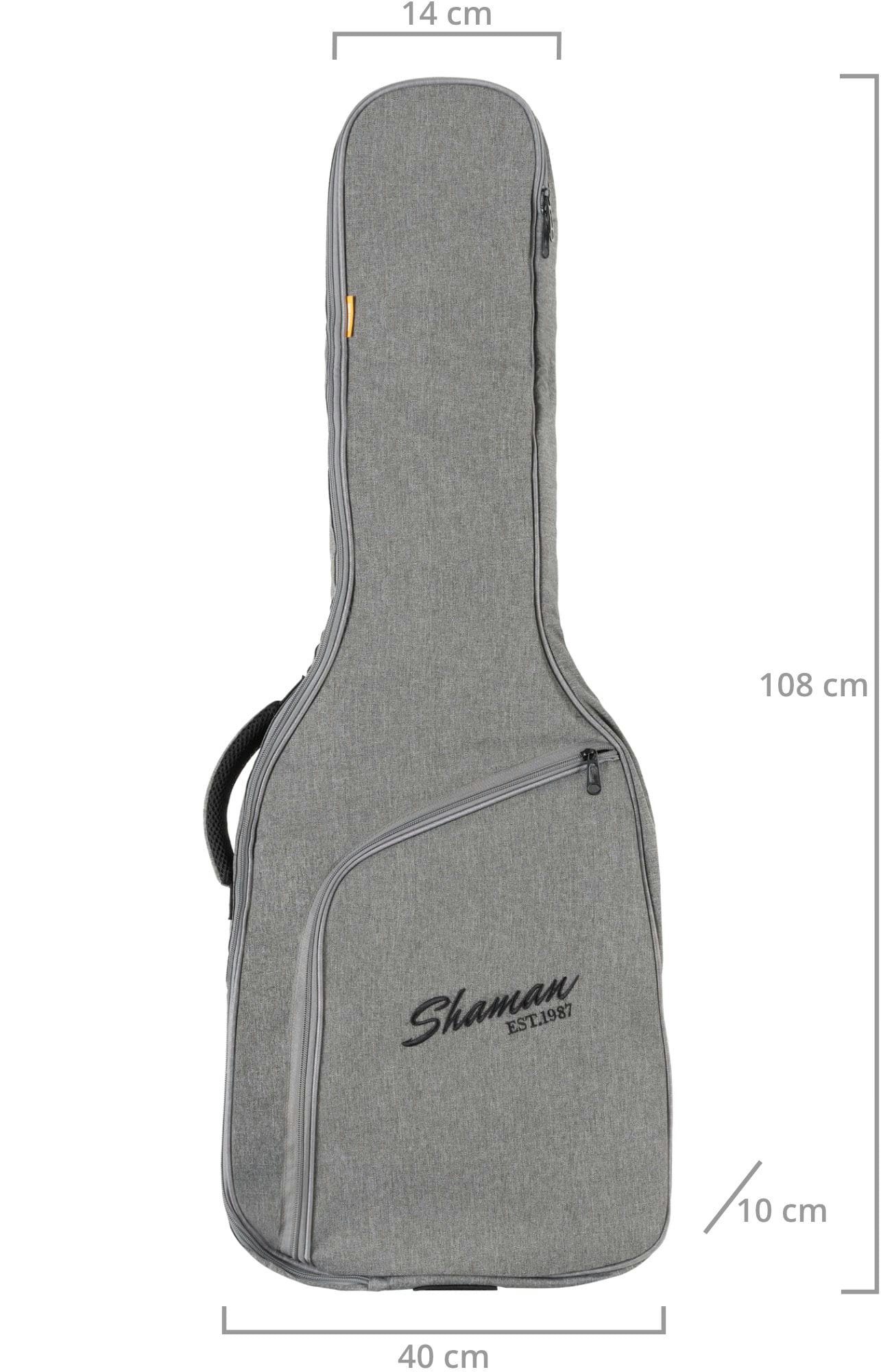 Shaman Gitarrentasche WGB-115 Grau, GY & Instrumentenhals gepolsterte Premium-Line für Westerngitarrentasche Rucksack-Gurte Fixierung