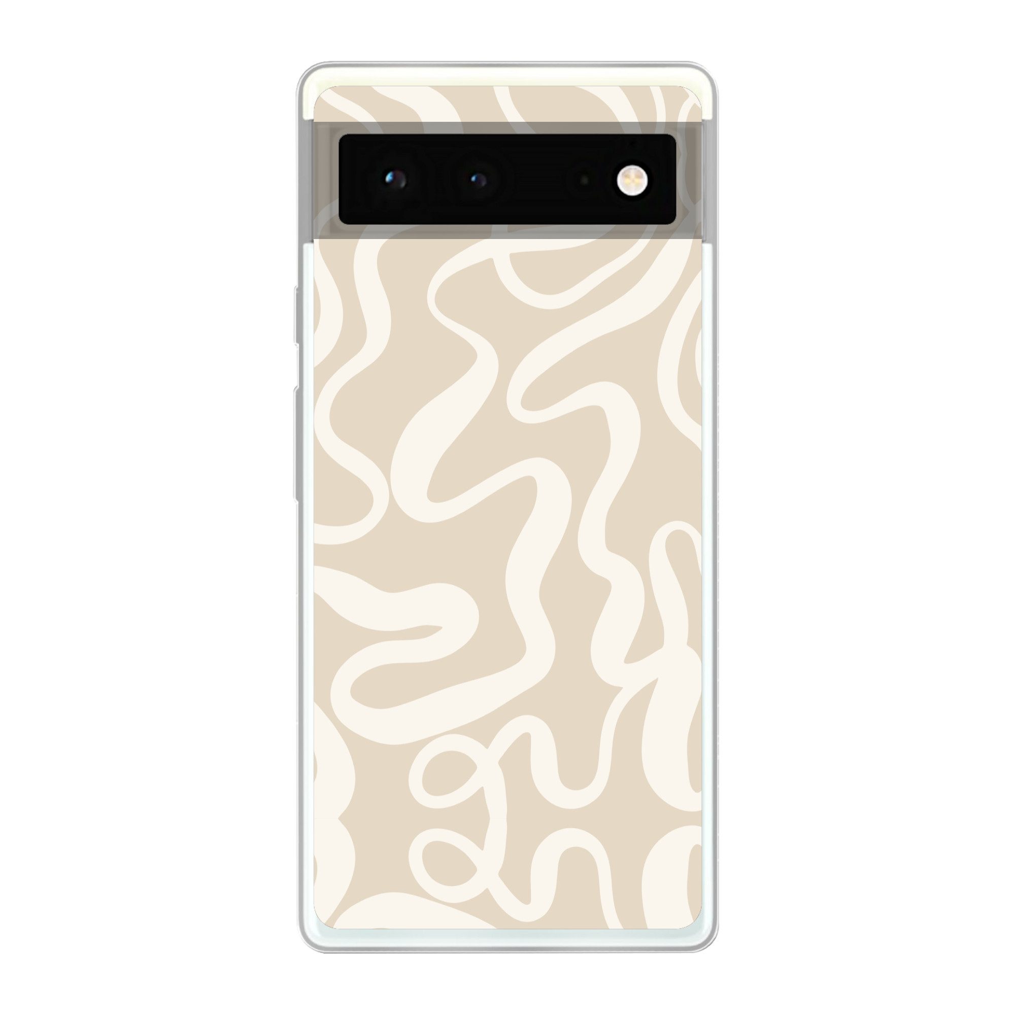 MuchoWow Handyhülle für Google Pixel 6 Linien - Abstrakt - Beige - Weiß - Minimalistisch, Handy Case, Silikon, Bumper Case Dünn