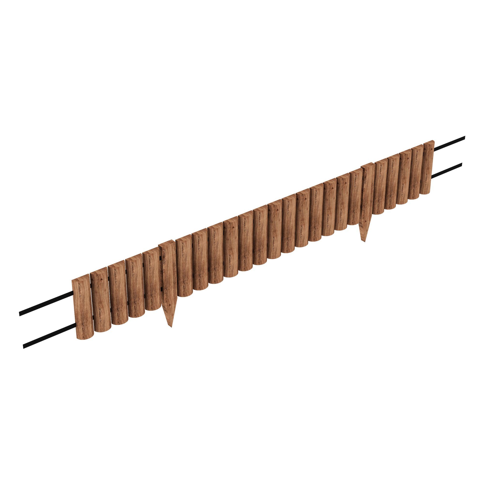 en.casa Palisade, »Flieden« Beetumrandung abrollbar Kiefernholz 150x30cm