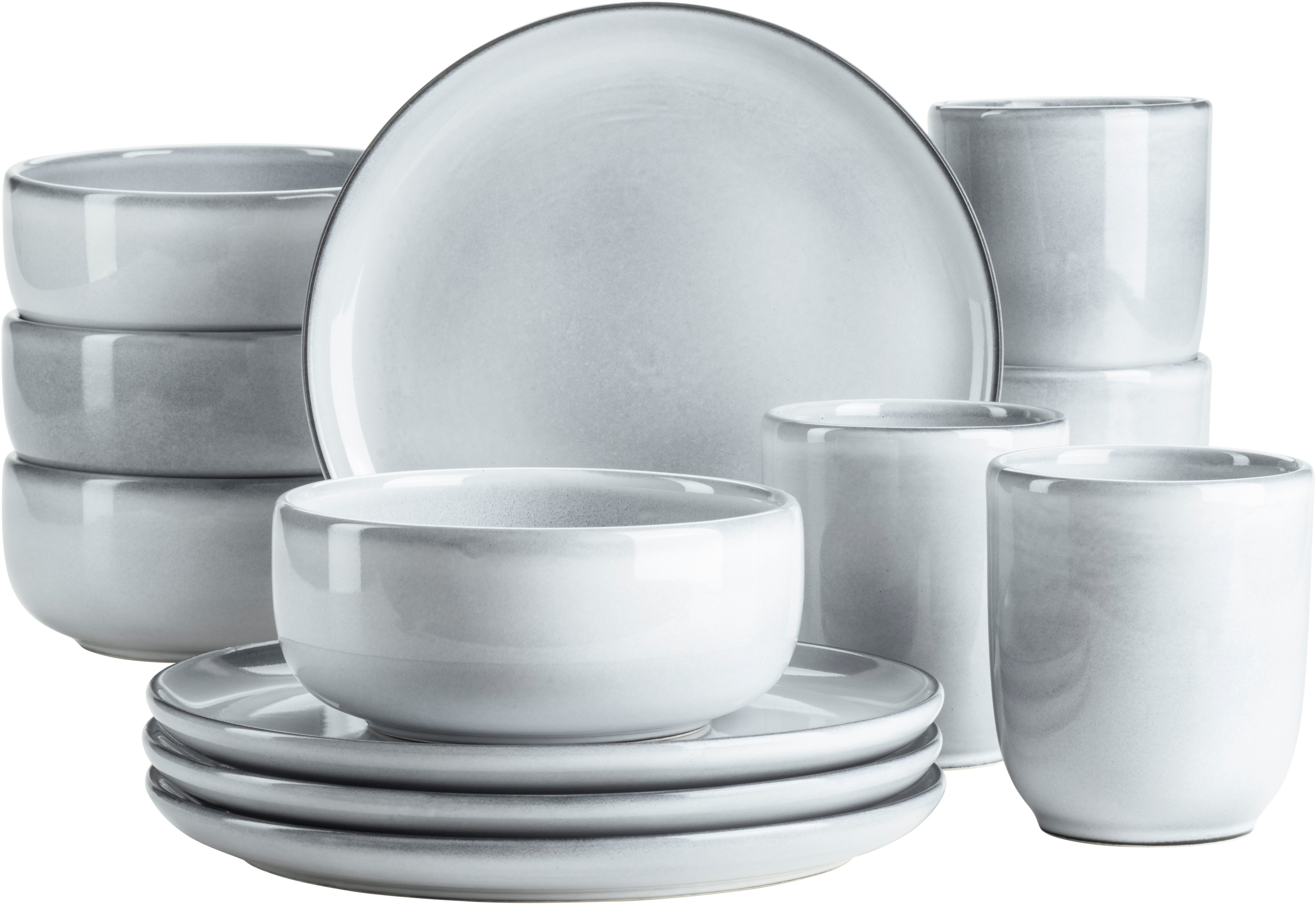 MÄSER Frühstücks-Geschirrset LIVIO, Frühstücks Set, Steinzeug (12-tlg), 4 Personen, Steinzeug, Geschirr-Set, Service
