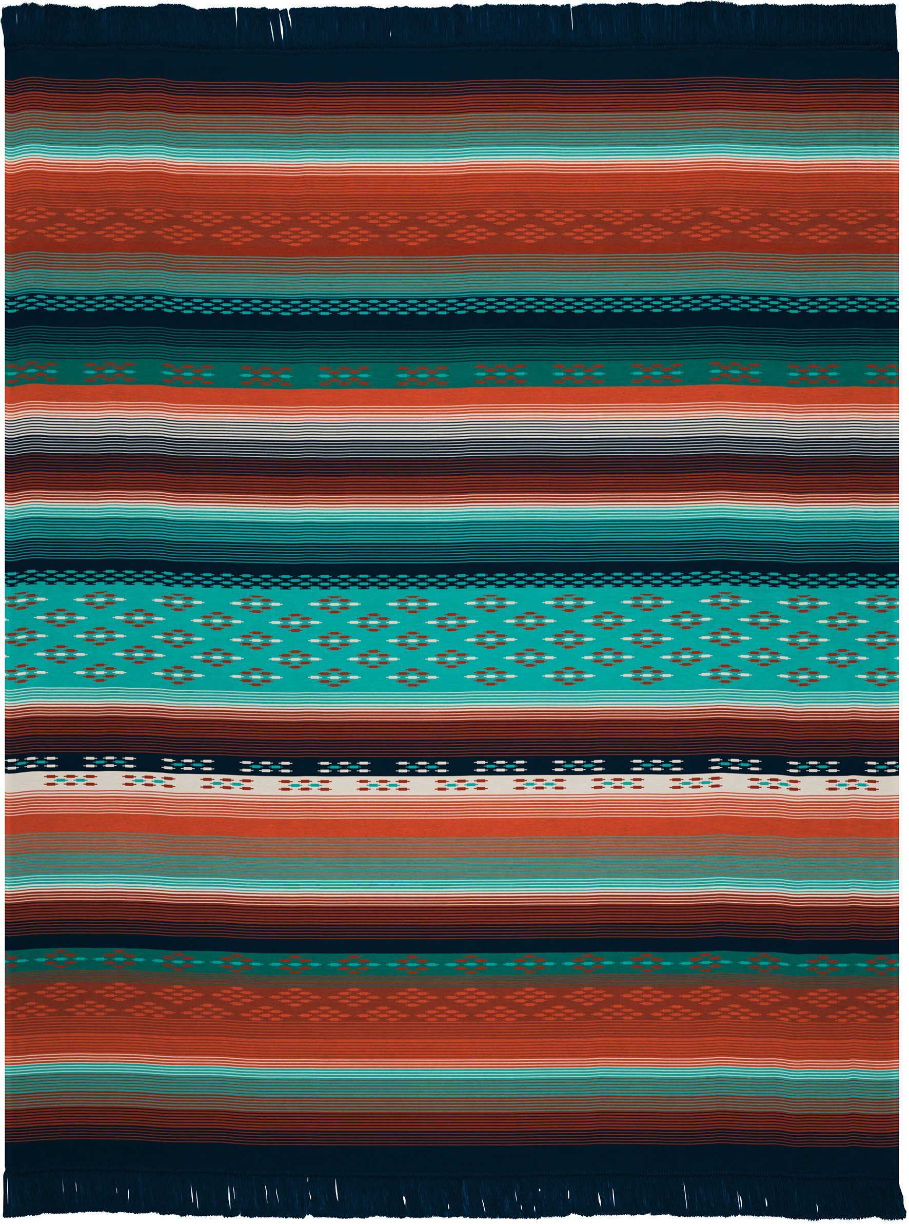 Wohndecke Peru, bunte Ethno Kuscheldecke in 150x200 cm, Sofadecke mit Frans günstig online kaufen