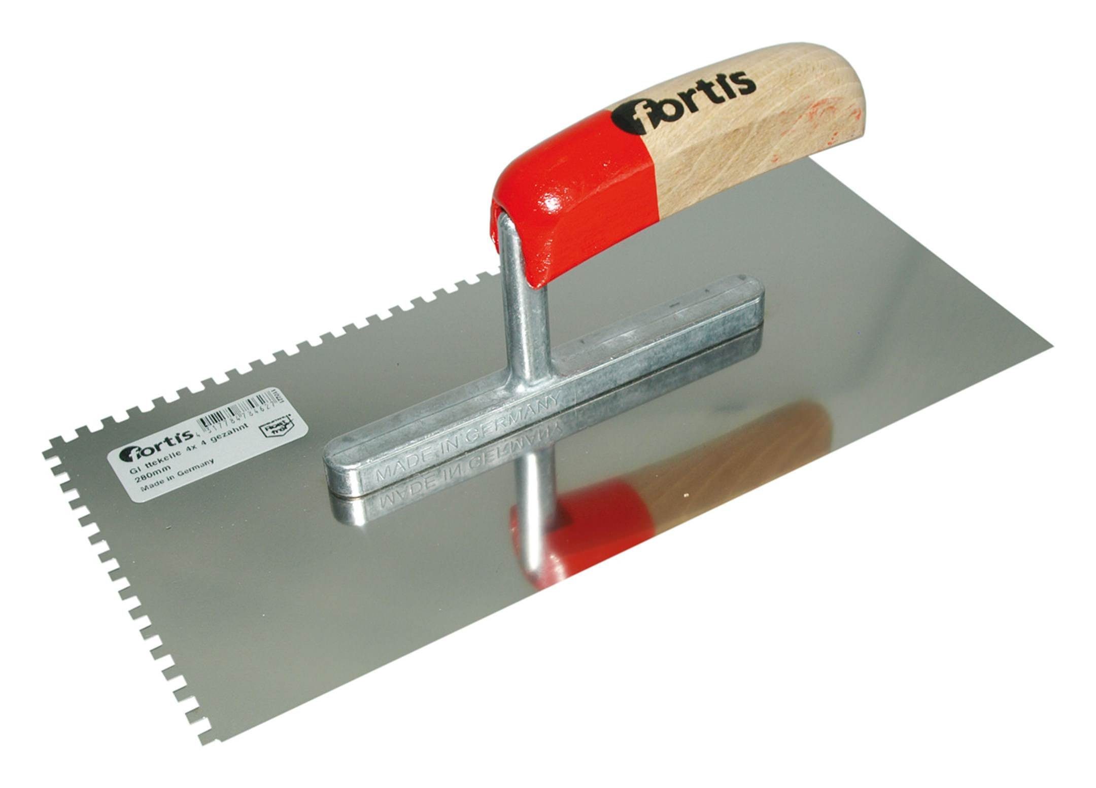 fortis Glättekelle Gezahnt rostfrei 280 x 130 mm / 4 x 4 mm