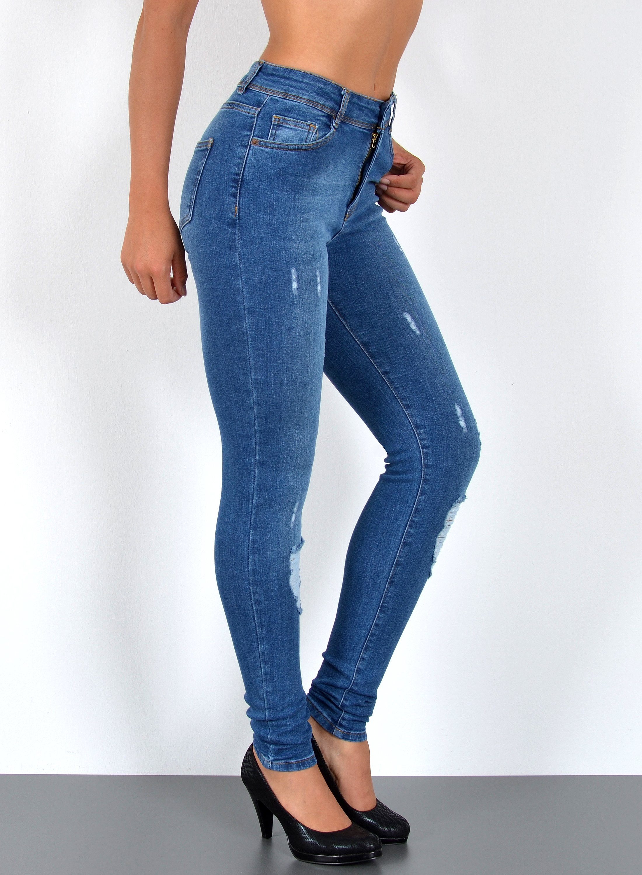 ESRA Skinny-fit-Jeans S500 High Waist Skinny Jeans Damen Röhrenjeans Hose S günstig online kaufen