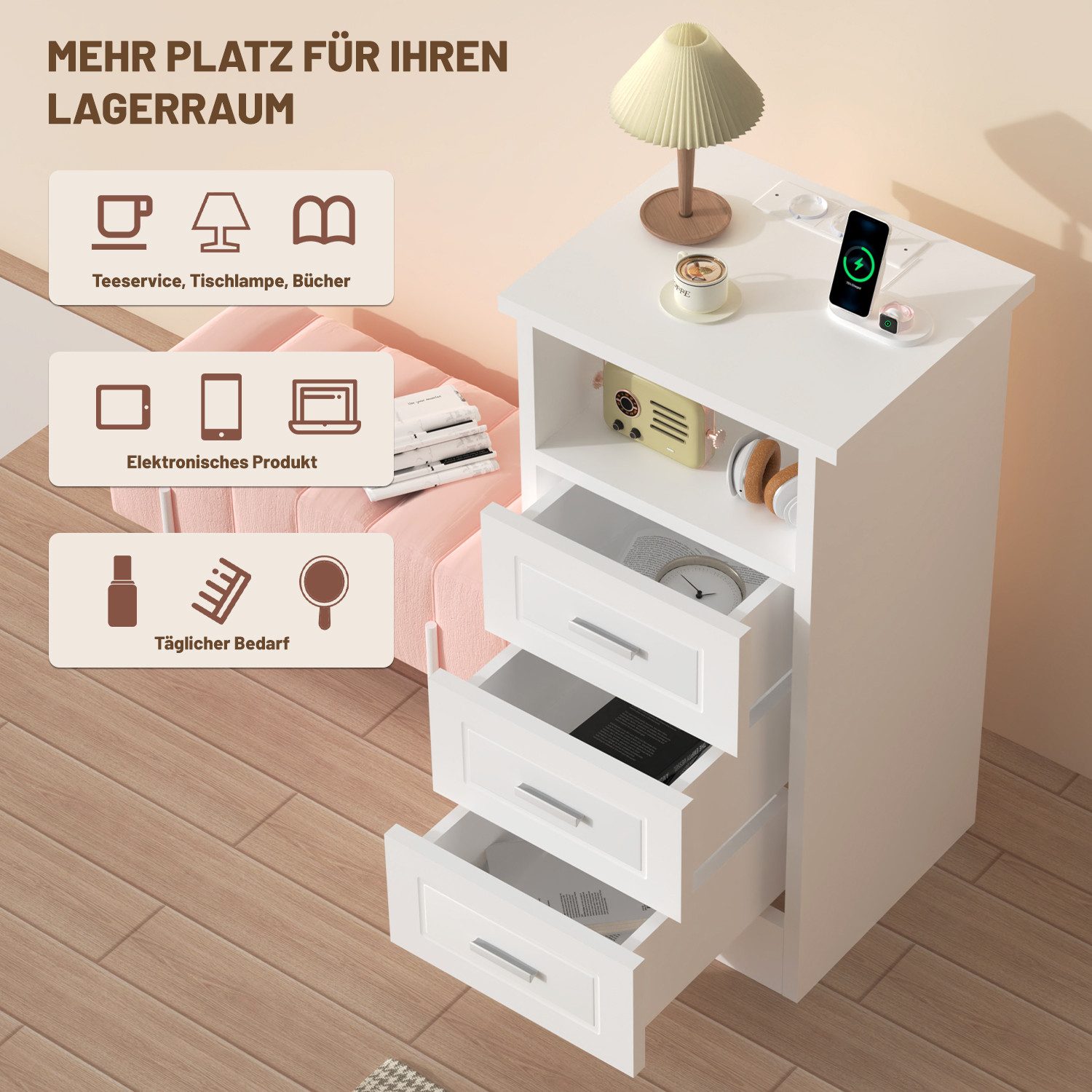 oyajia Nachttisch mit Beleuchtung LED und günstig online kaufen