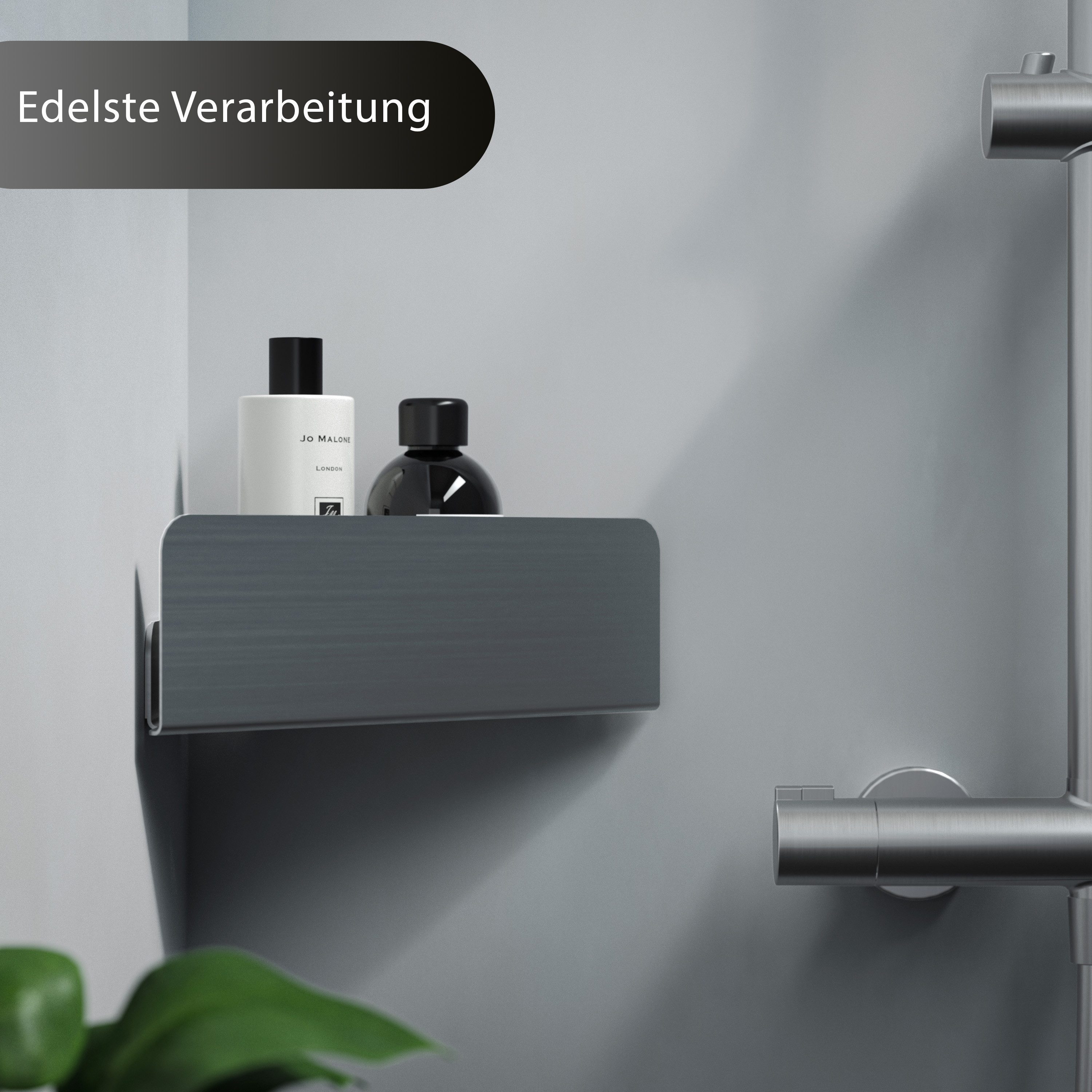 Dolvhin Duschablage ohne Bohren Ecke, Eckregal, Duschregal ecke ohne Bohren, Duschkorb, Badablage, Mit Wasser Ablaufrillen, Inkl. extra starkem Montage Klebeset