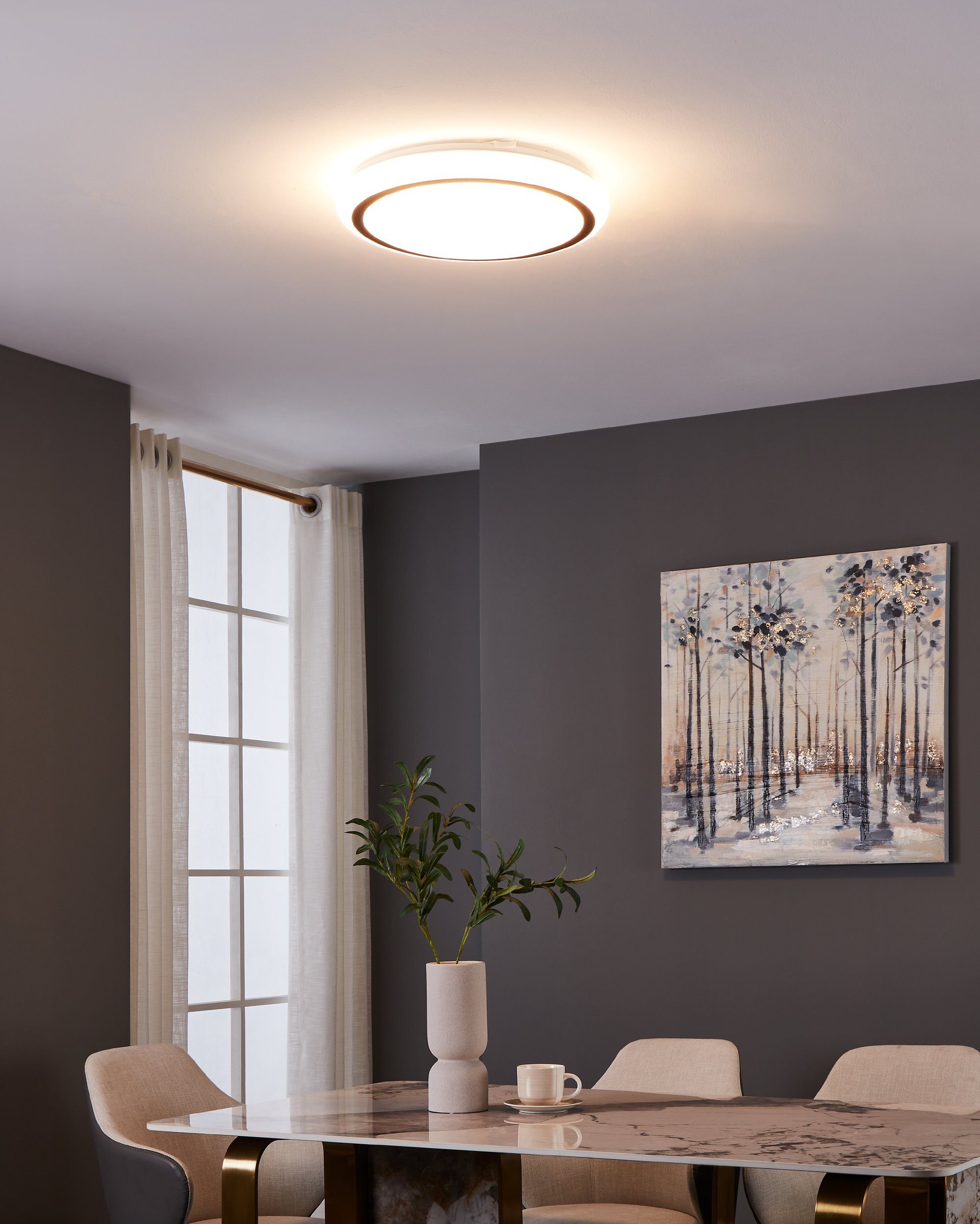 EGLO LED Deckenleuchte Capasso, Leuchtmittel inklusive, aus Metall und Kunststoff in Weiß und Schwarz, Lampe Decke, Ø34cm