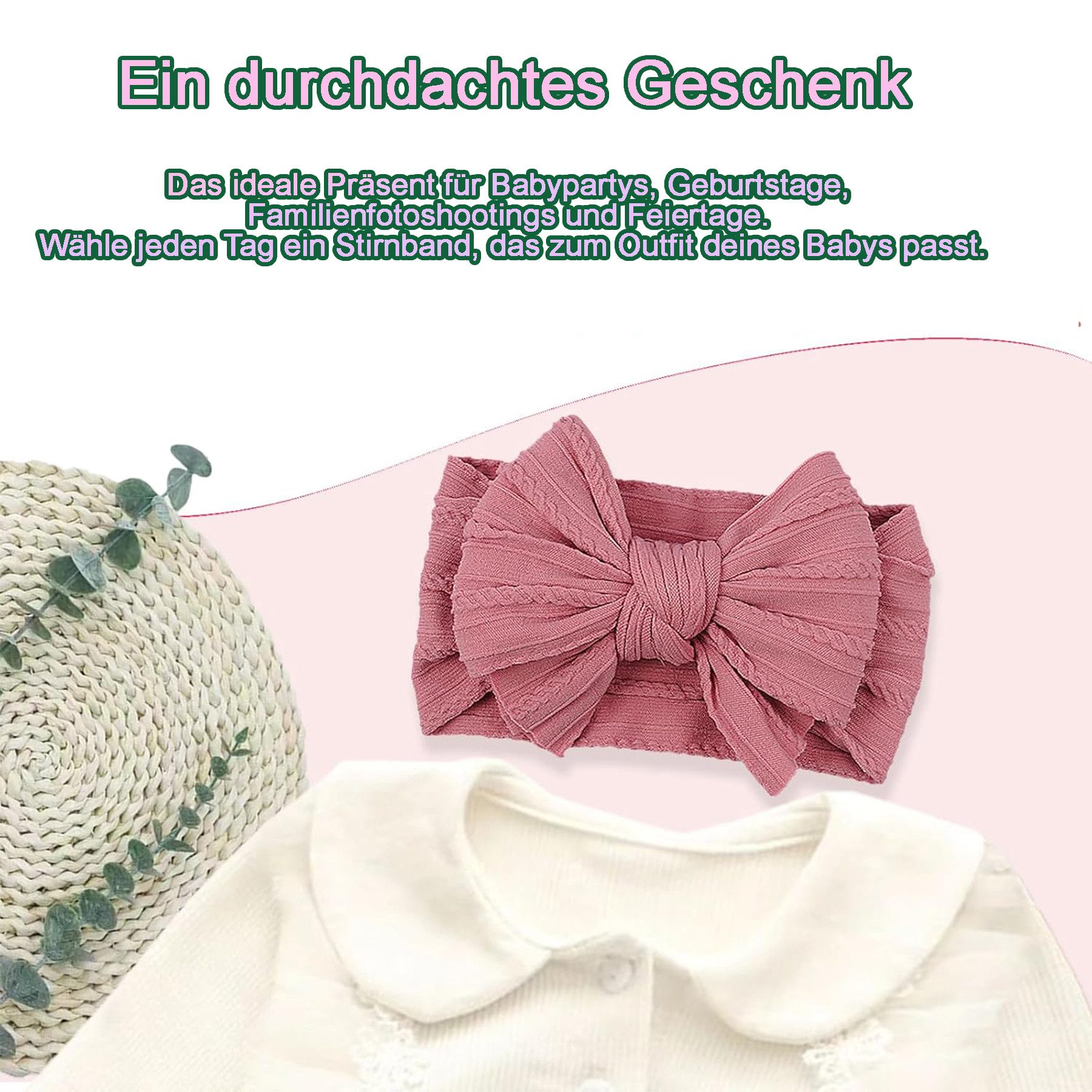 Mutig Stirnband Baby-Mädchen Stirnbänder mit Schleifen - Super dehnbar,weich,elastisch (6 Stück für Neugeborene, Kleinkinder und kleine Mädchen, 6-St)