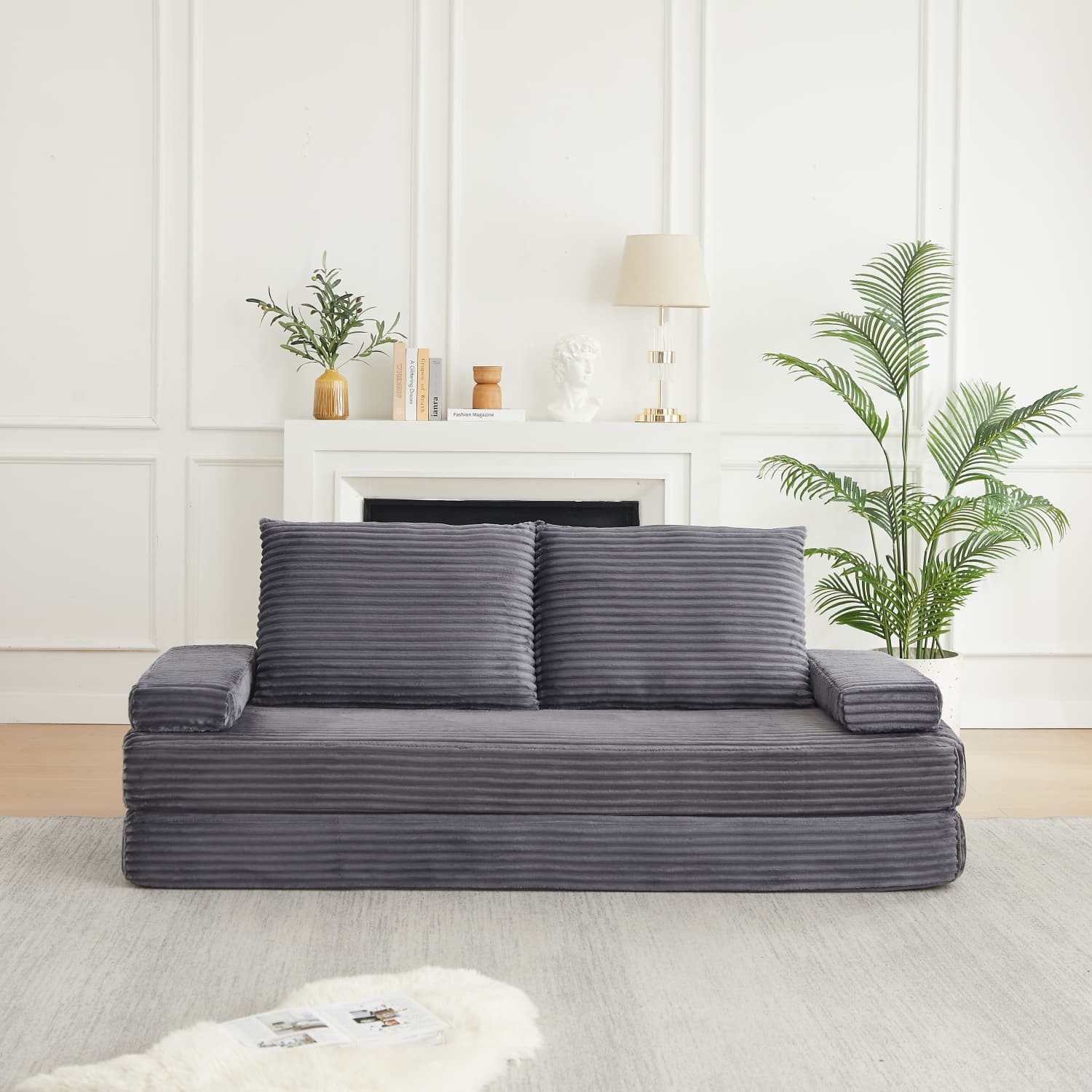 ANYSUN Loungesofa Cord-Bodensofa 211.5 cm,modular,frei kombinierbar & ohne Montage, 2-Sitzer Schlafsofa mit großer Liegefläche & flexiblen Rückenlehnen