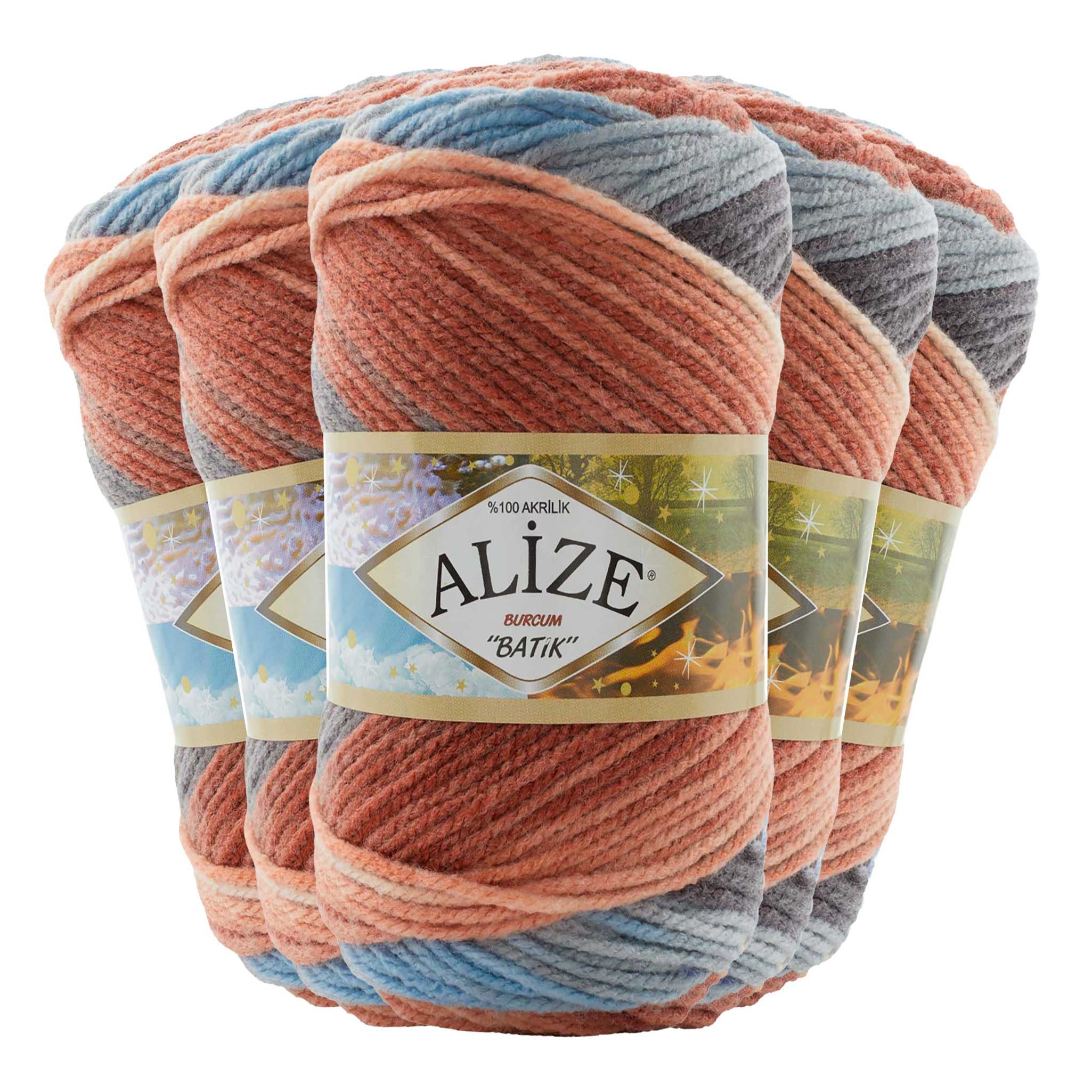 Alize 500g Strickgarn ALIZE BURCUM Batik Wolle Winter Handstrickgarn Effektgarn, 1050 m (Paket, 5-St), 7922 Gebirgsbach