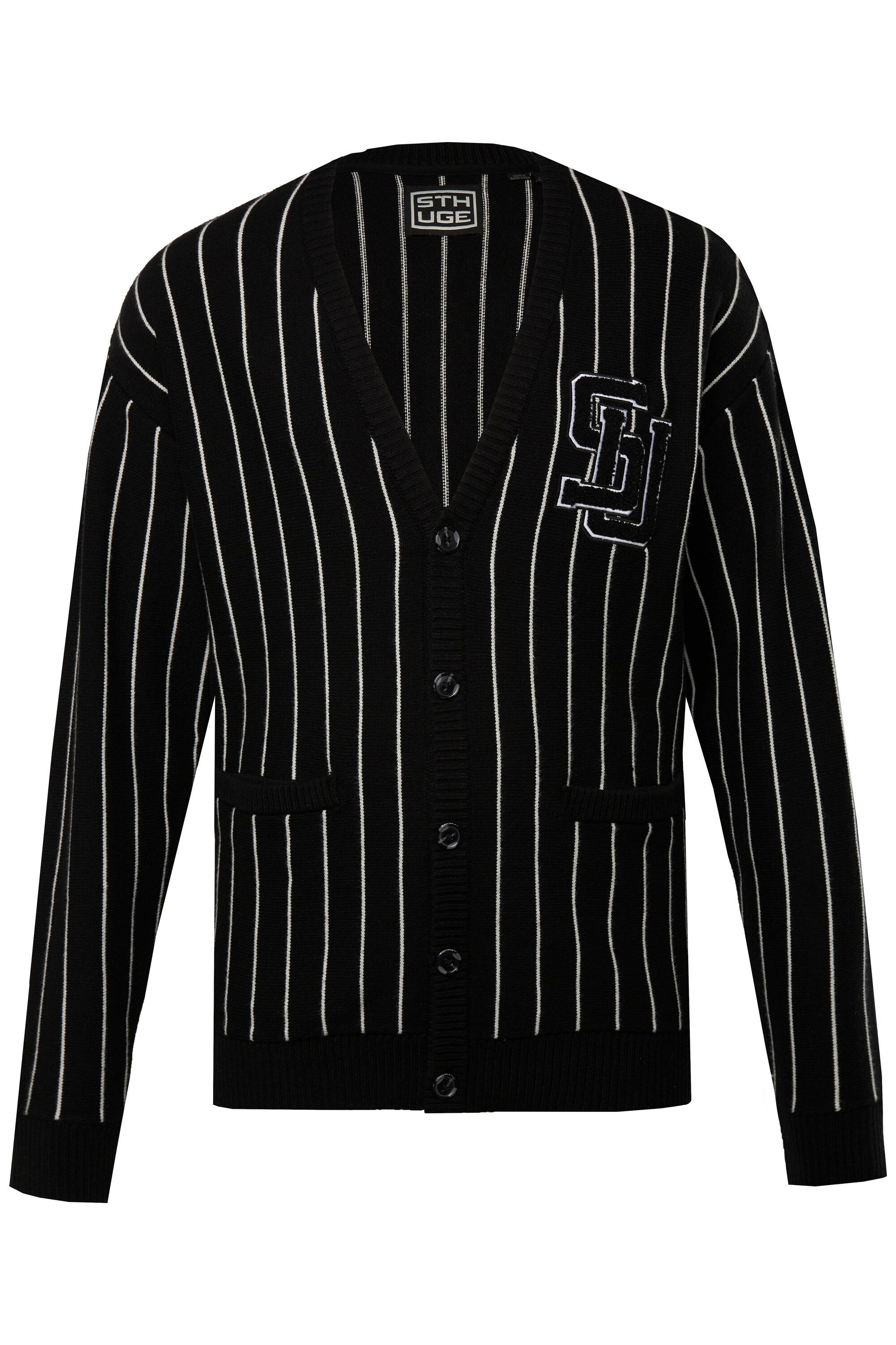 STHUGE Poloshirt STHUGE Strickjacke Nadelstreifen V-Auschnitt günstig online kaufen