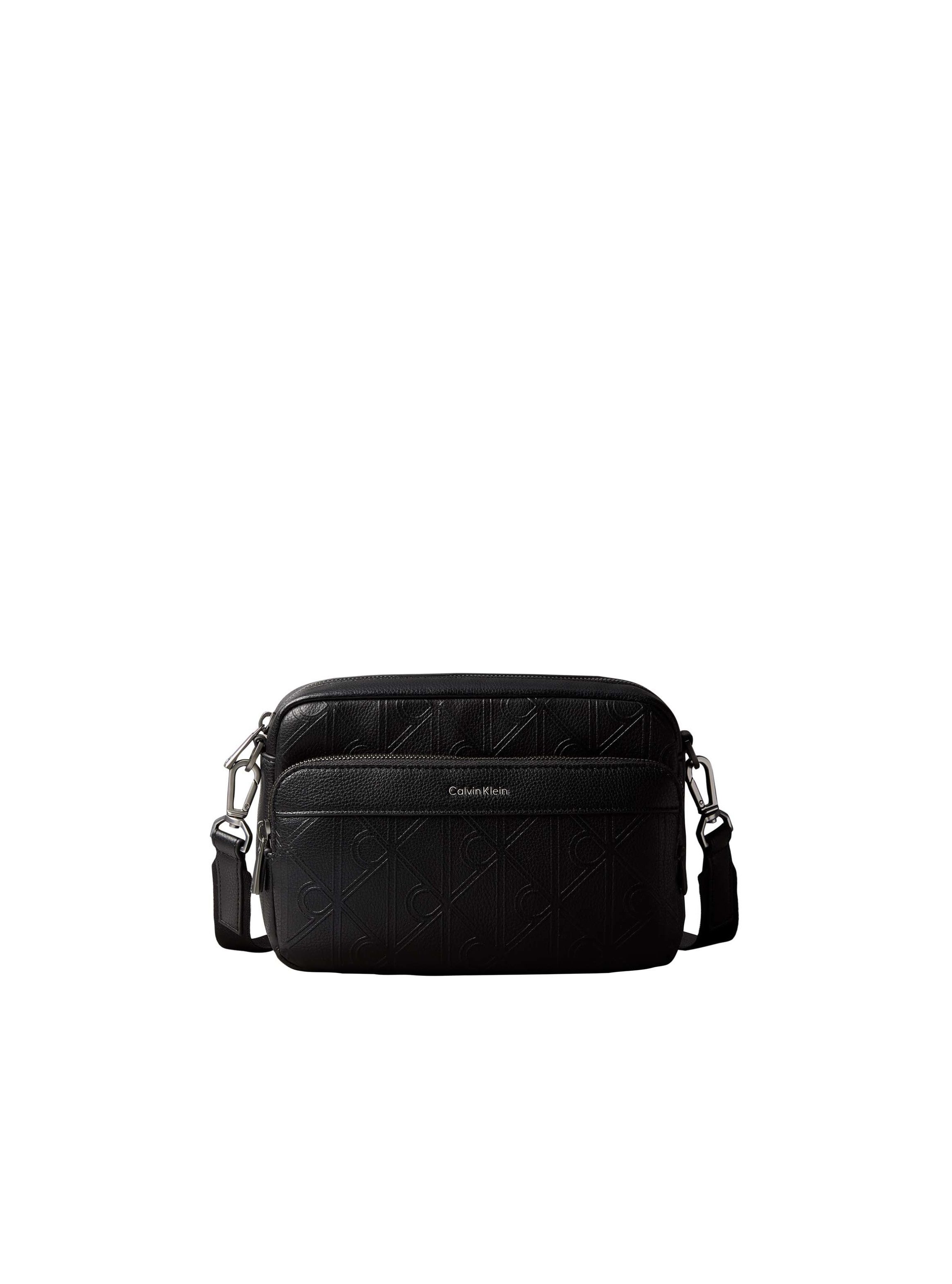 Calvin Klein Umhängetasche EMBLEM AOP DEBOSS CAMERA BAG, Crossbody Bag, Schultertasche mit CK-Logoprägung und Fronttasche