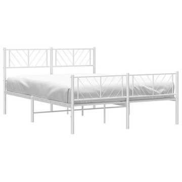 furnicato Bett Bettgestell mit Kopf- und Fußteil Metall Weiß 160x200 cm