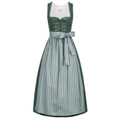 Nübler Dirndl Damen Dirndl lang im Landhausstil, Rocklänge 90cm (Dirndl Set lang THEA, 2-tlg., Dirndl Kleid mit Schürze) Moderne Tracht im bayerischen Stil - Trachtenmode Damen