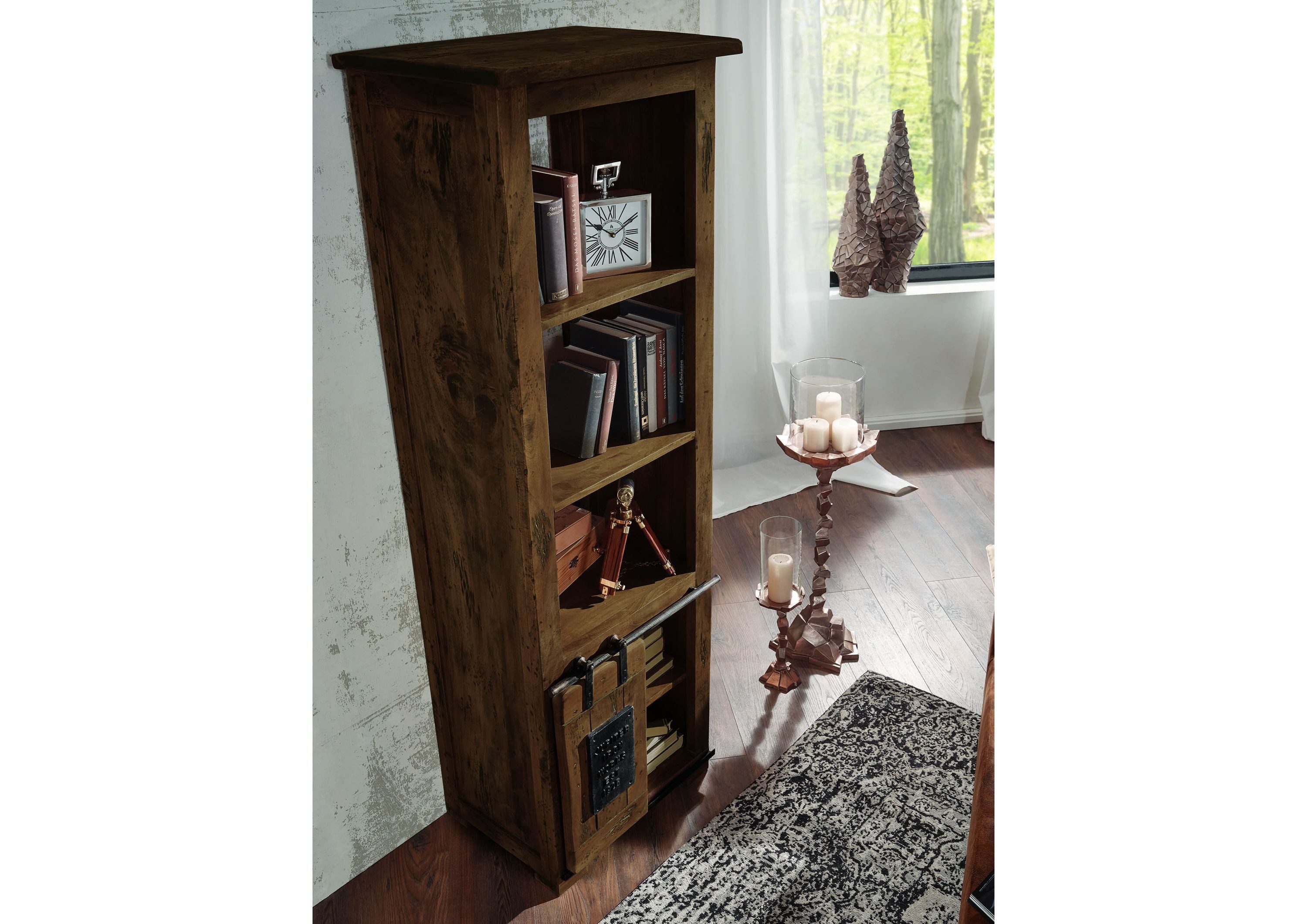 Massivmoebel24 Bücherregal RAILWAY, Bücherregal Mango 60x45x180 braun lackiert RAILWAY #404